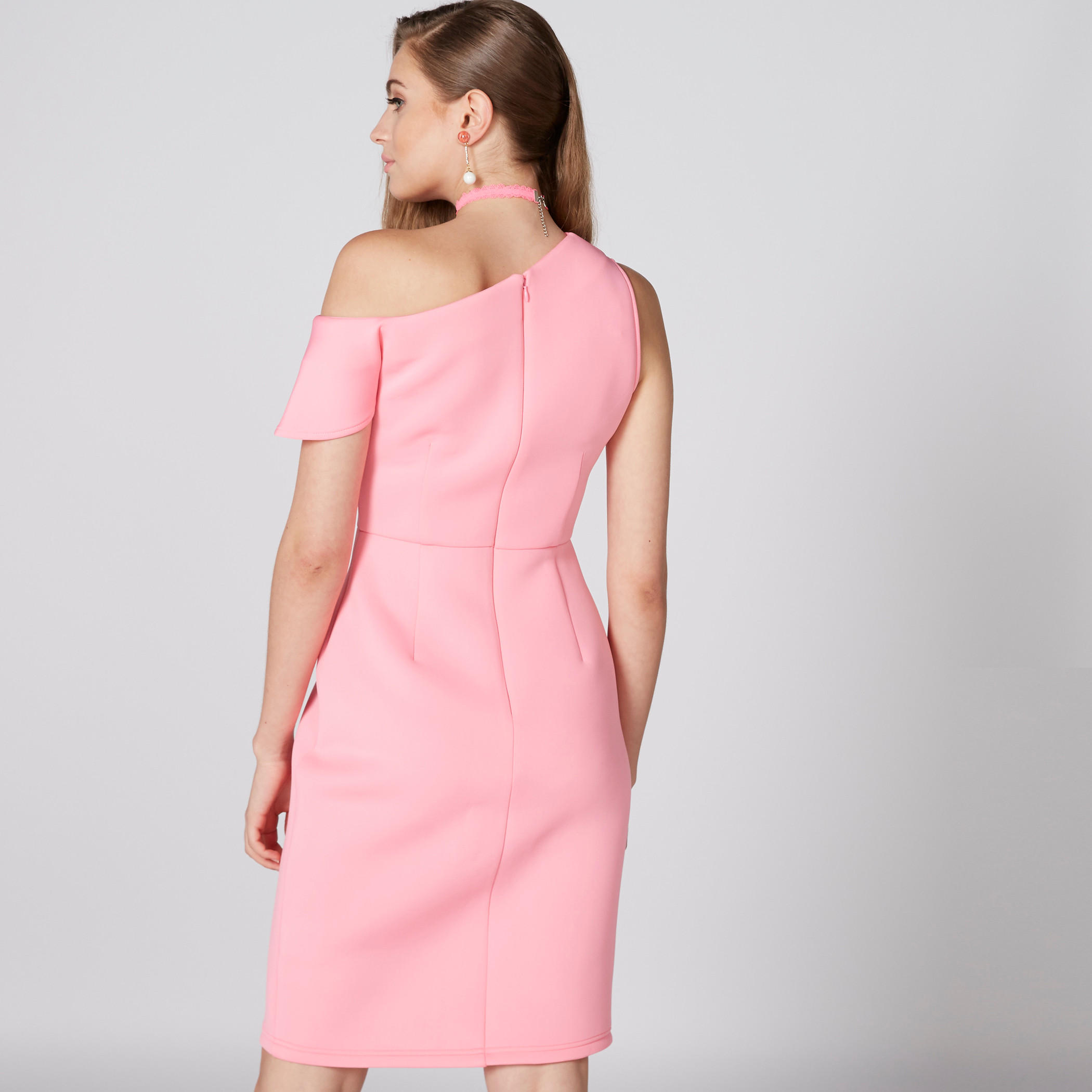One Shoulder Midi Dress with Zip Closure-women-clothing-dresses-image-2