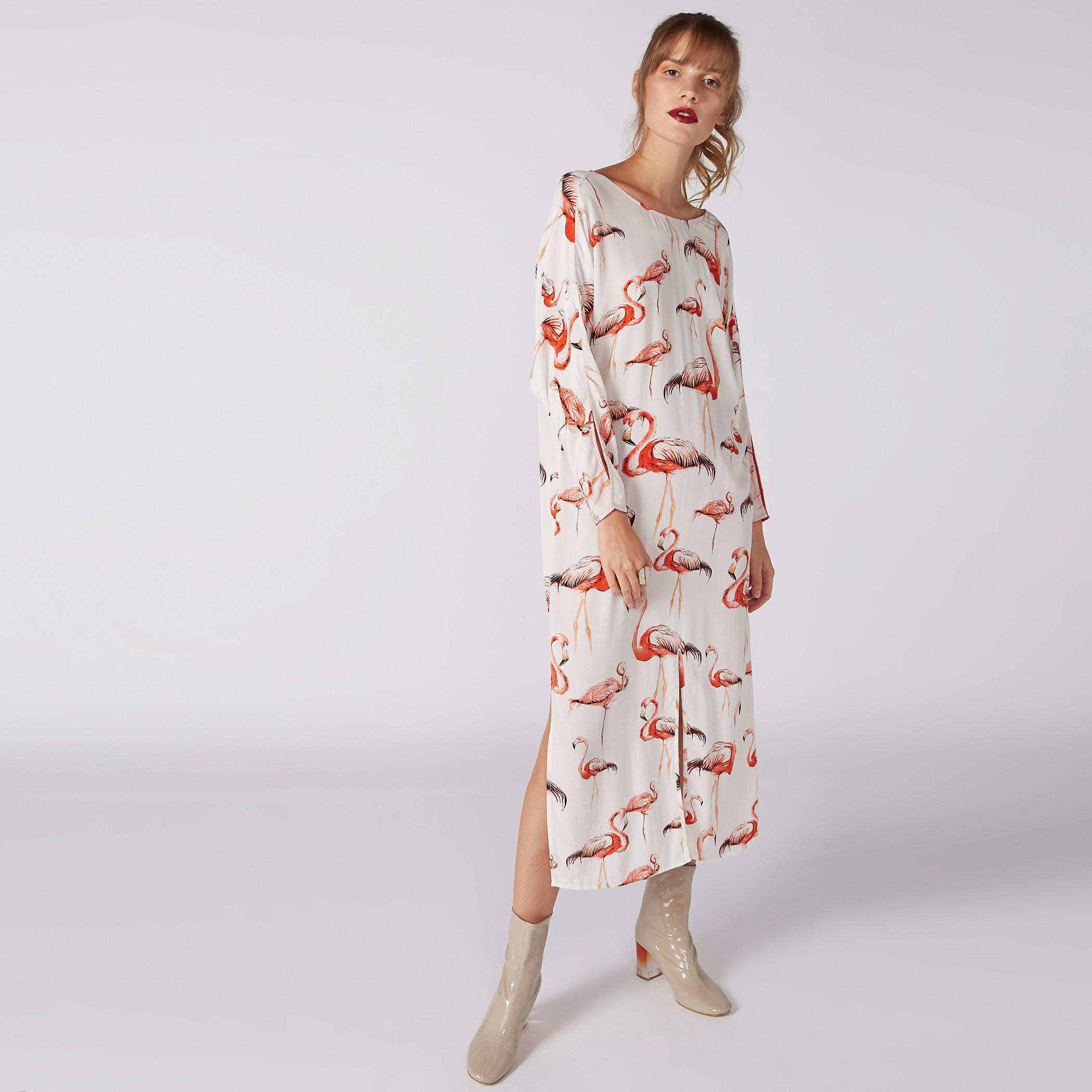 فستان بطبعات فلامنجو وأكمام طويلة وفتحات-women-clothing-dresses-image-1