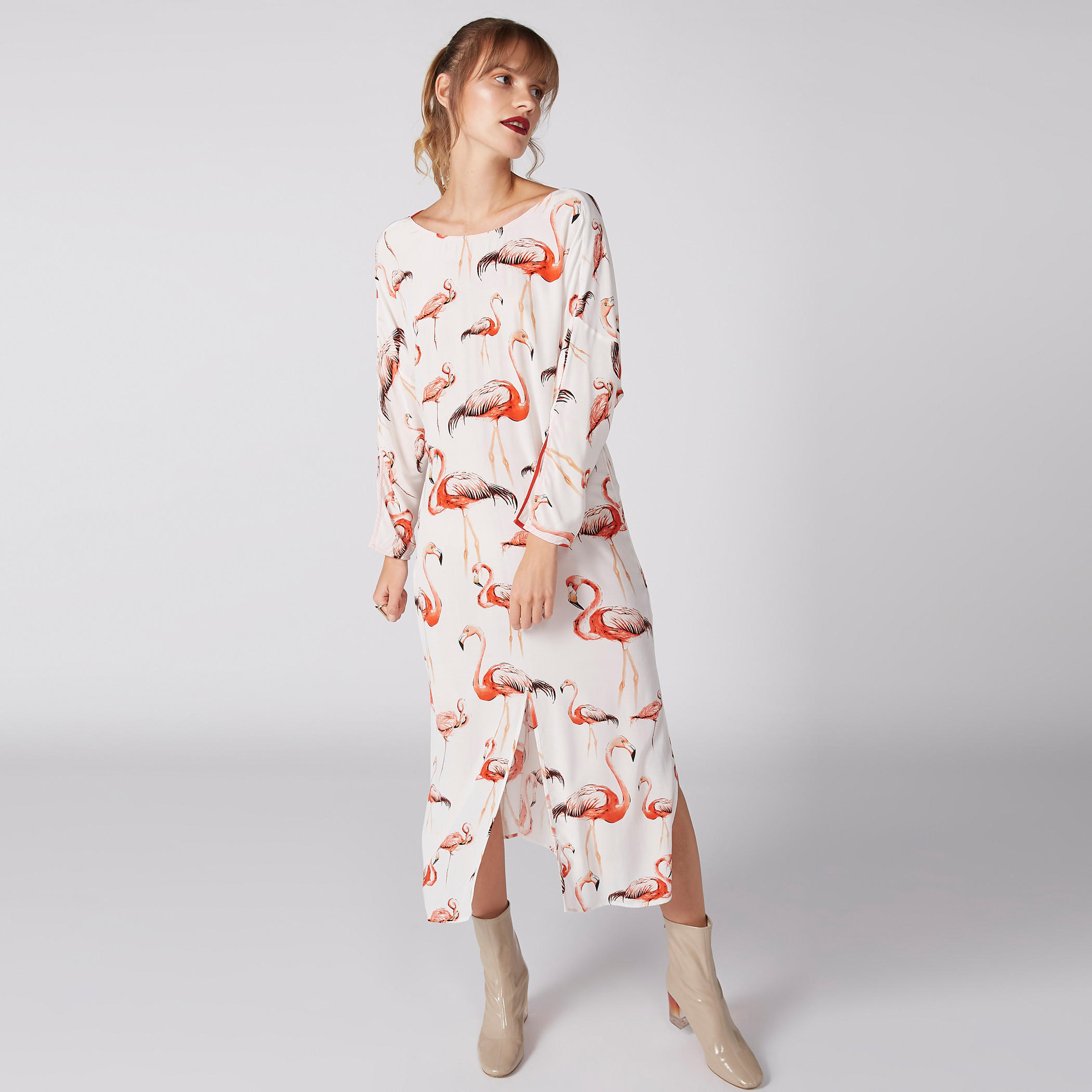 فستان بطبعات فلامنجو وأكمام طويلة وفتحات-women-clothing-dresses-image-2