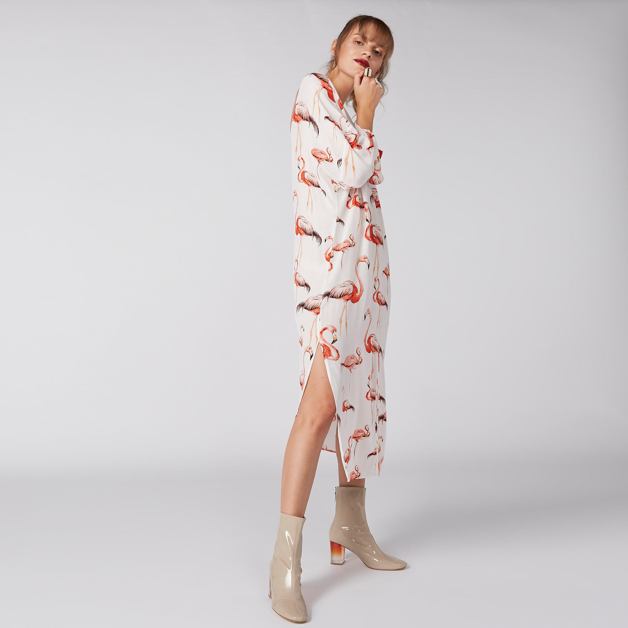 فستان بطبعات فلامنجو وأكمام طويلة وفتحات-women-clothing-dresses-image-4