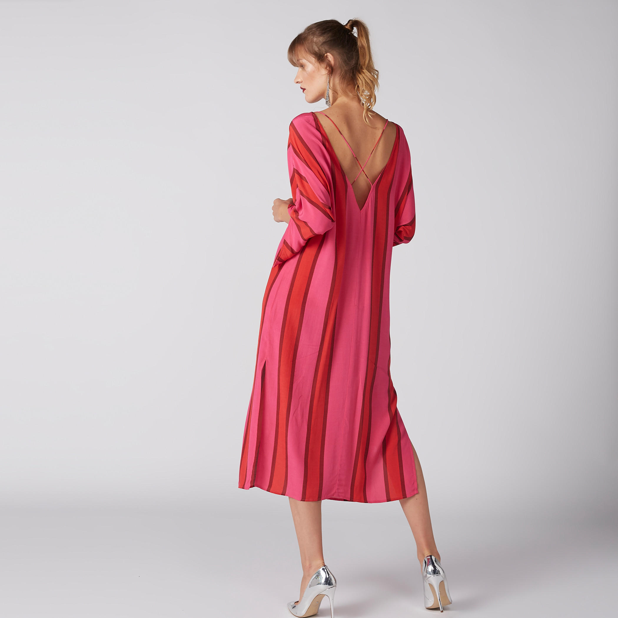 فستان ميدي مقلم بأكمام طويلة وفتحات-women-clothing-dresses-image-4
