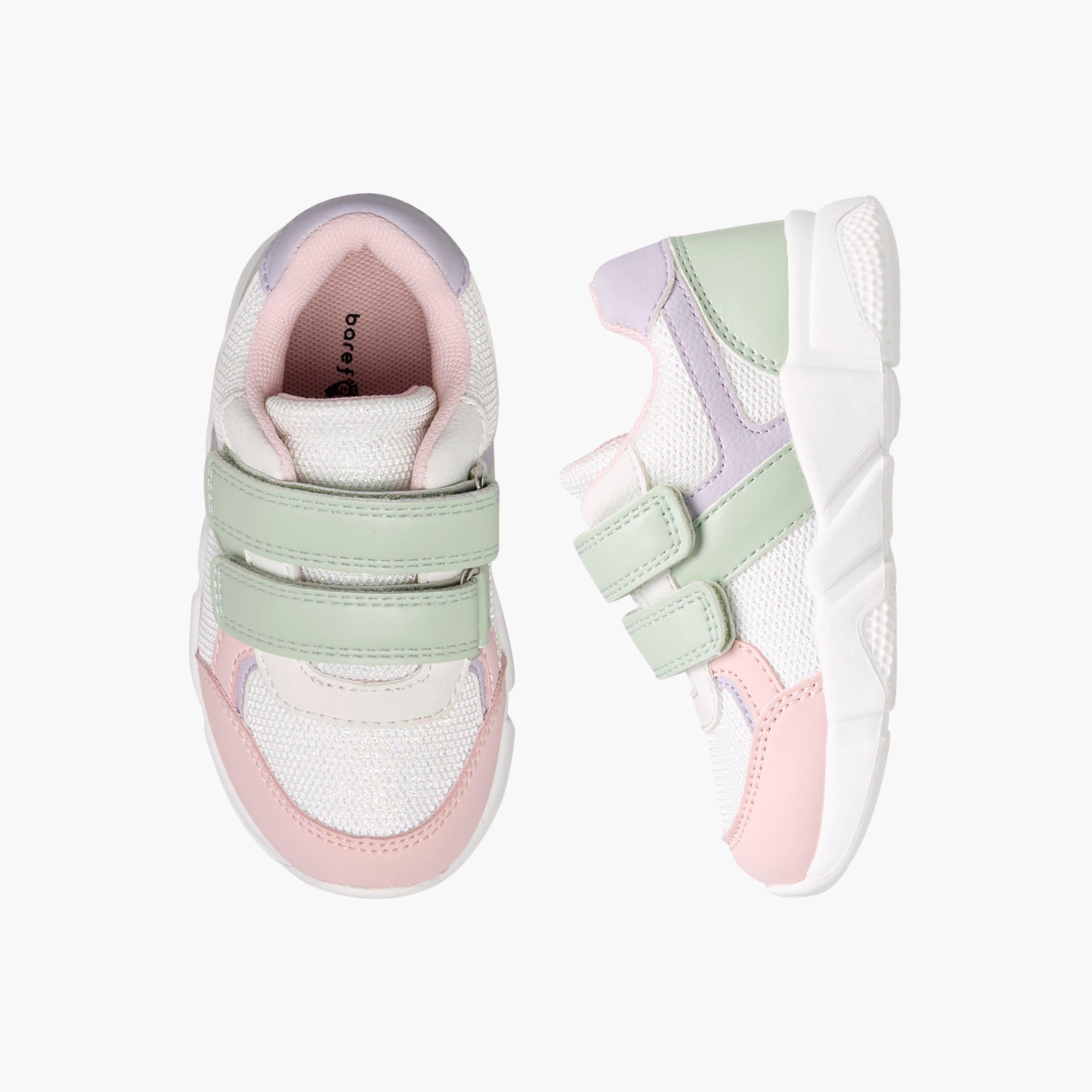 Barefeet Panelled Ankle Sneakers with Hook and Loop Closure-girls-shoes-sneakers-image-1