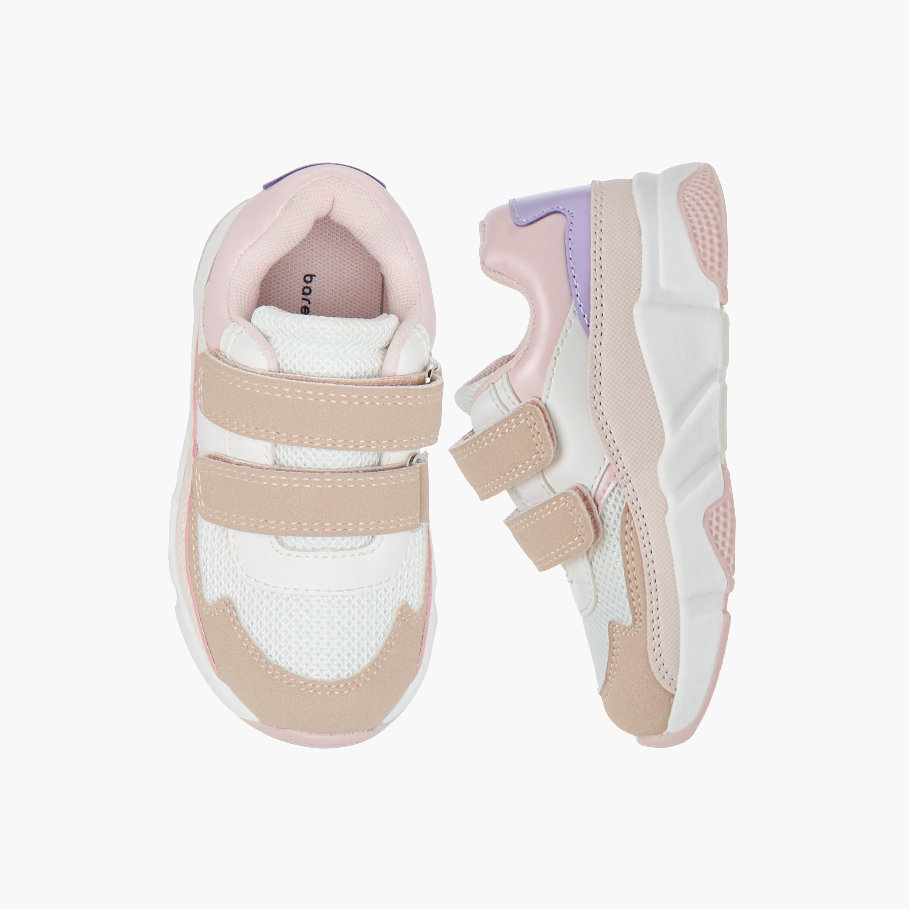 Barefeet Panelled Sneakers with Hook and Loop Closure-girls-shoes-sneakers-image-1