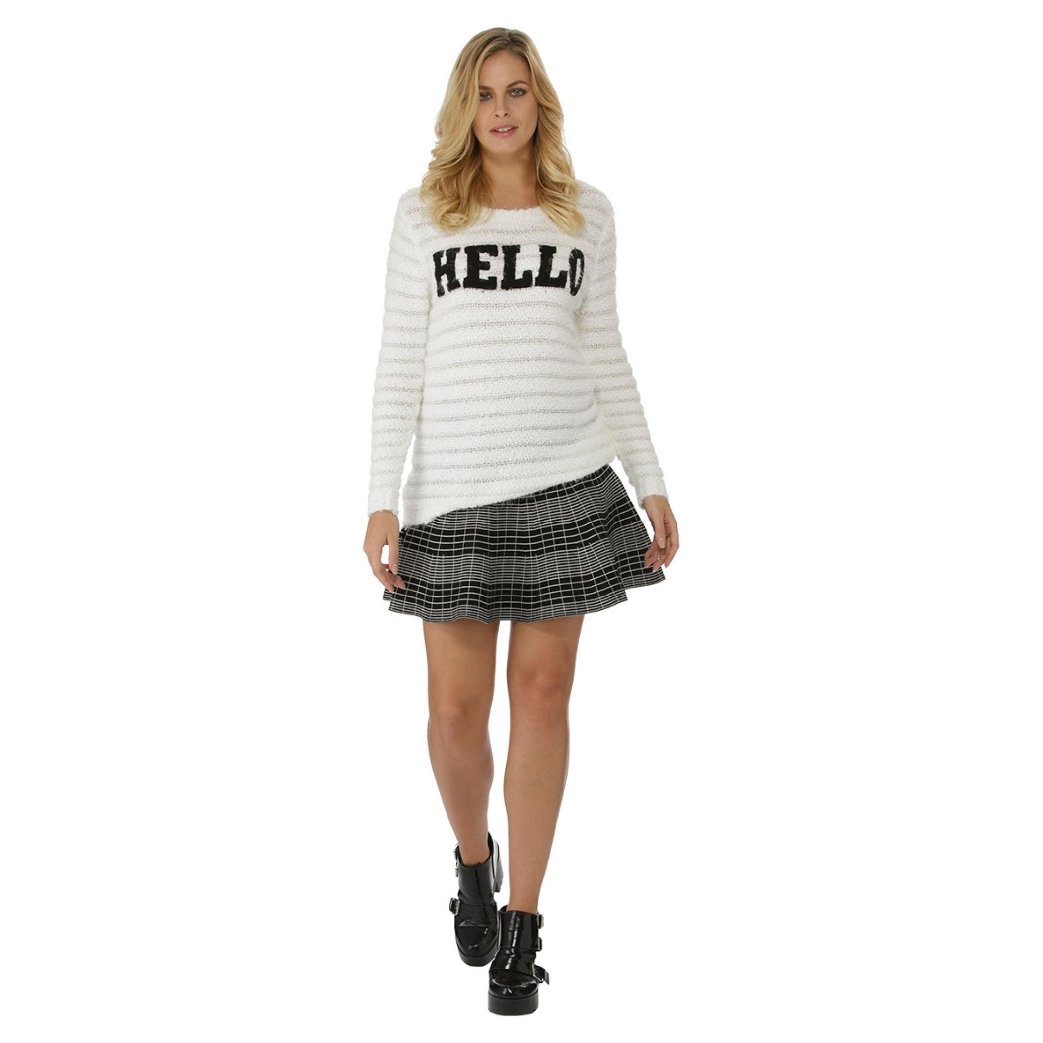 Chequered Panel Skirt-women-clothing-bottoms-skirts-image-1