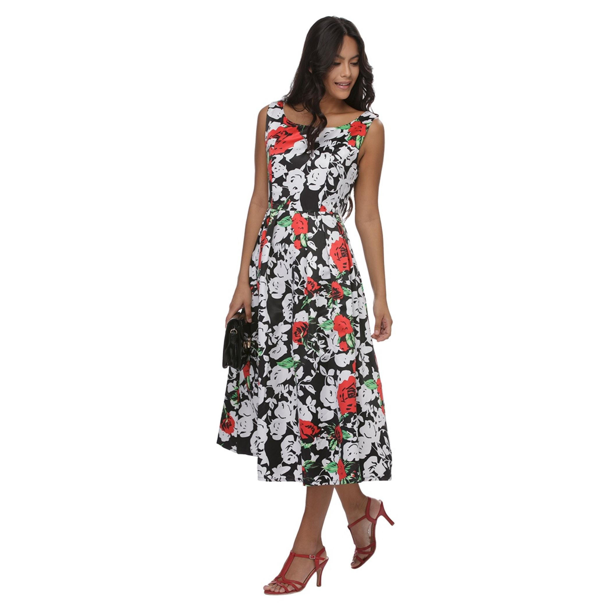 Floral Print Skater Dress-women-clothing-dresses-image-1