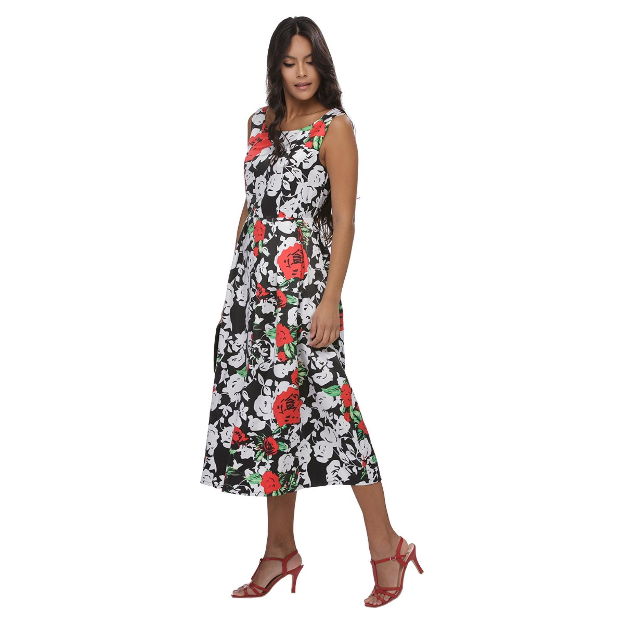 Floral Print Skater Dress-women-clothing-dresses-image-3