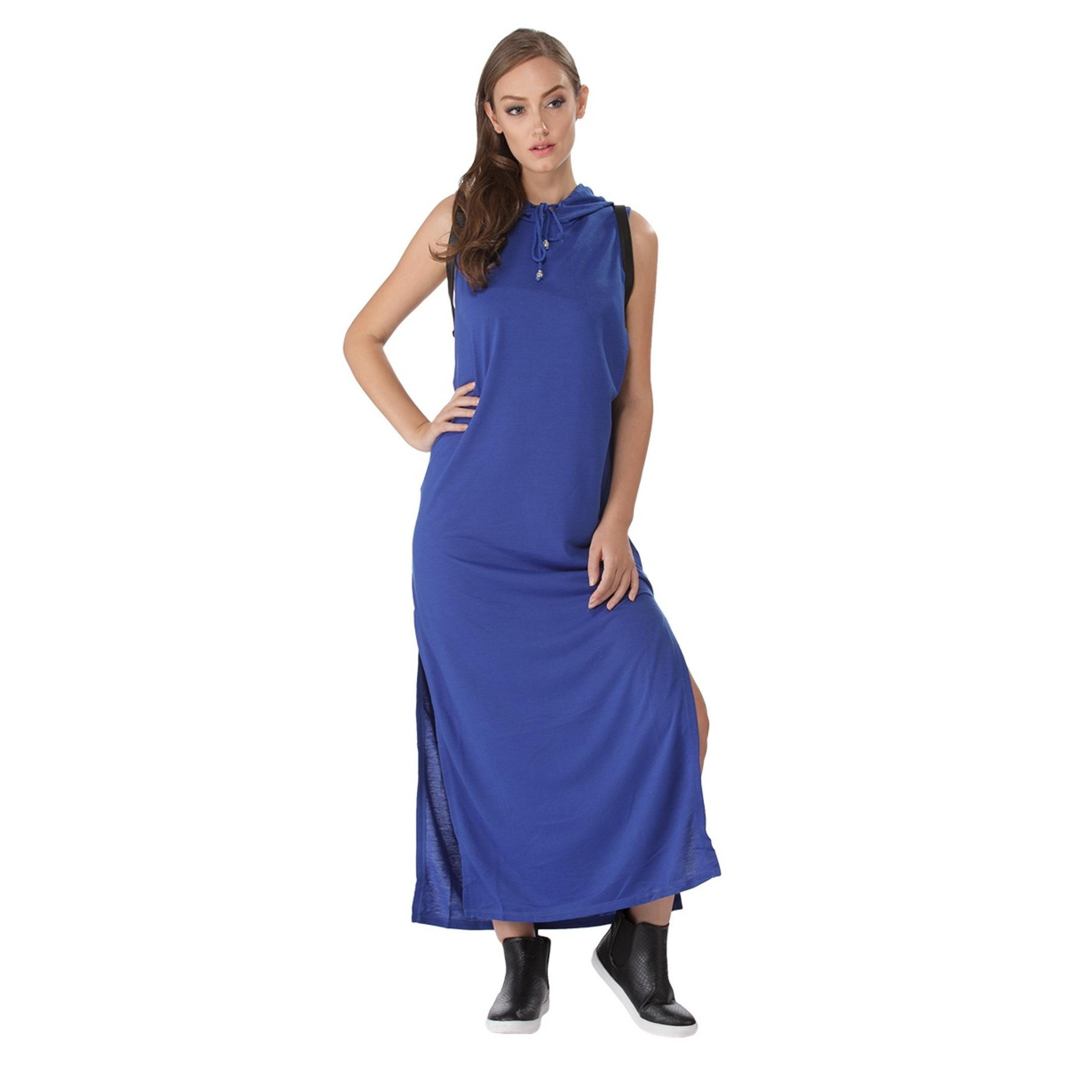 Double Slit Maxi Dress with Hood-women-clothing-dresses-image-1
