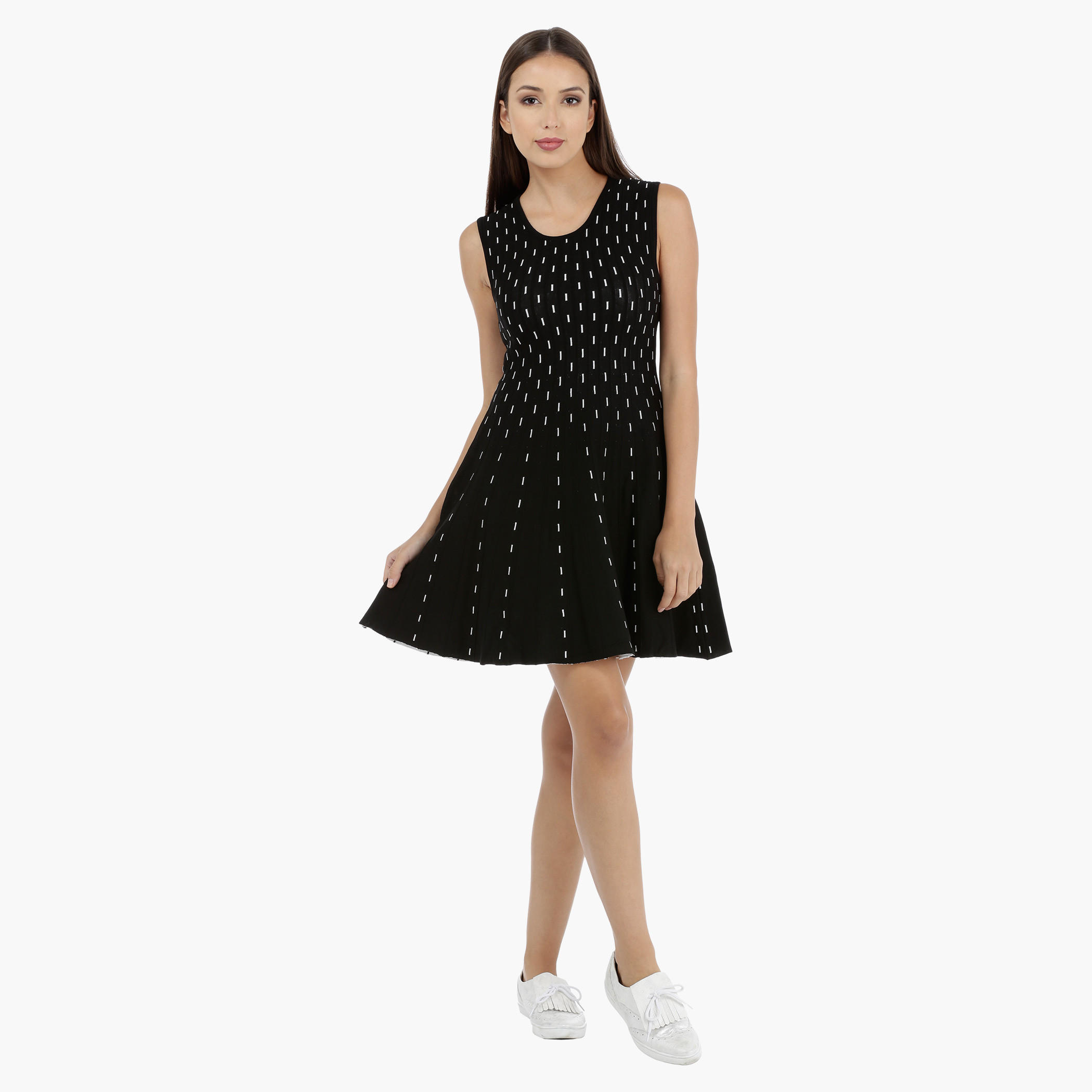 Sleeveless dress with Contrast Detailing-women-clothing-dresses-image-5