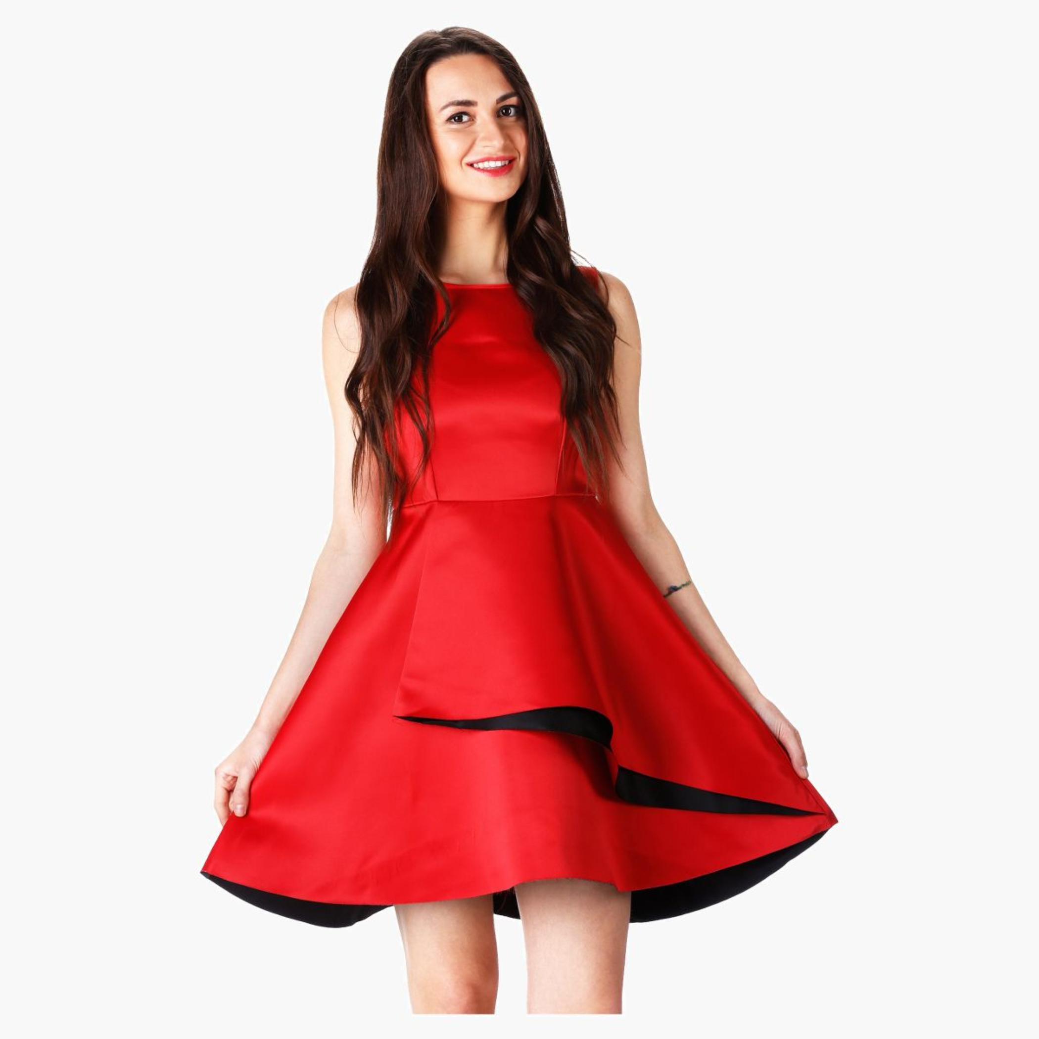 Solid-colour Skater Dress-women-clothing-dresses-image-1