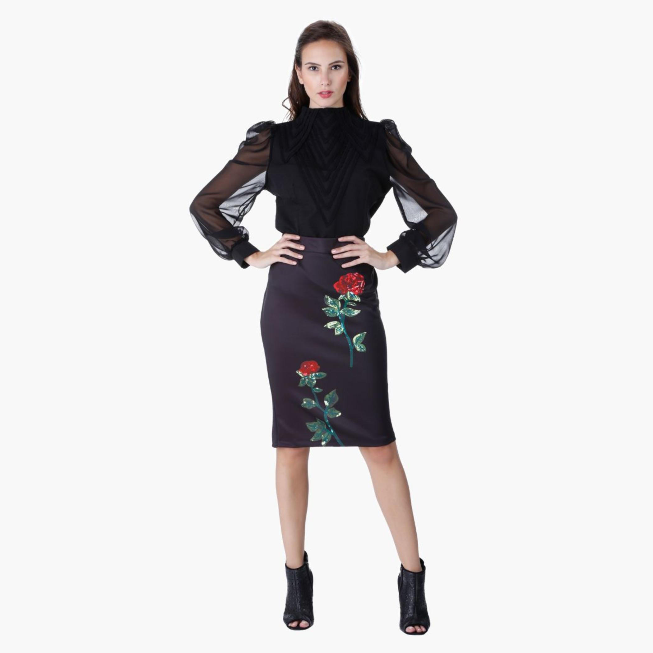 Floral Printed Pencil Skirt-women-clothing-bottoms-skirts-image-1