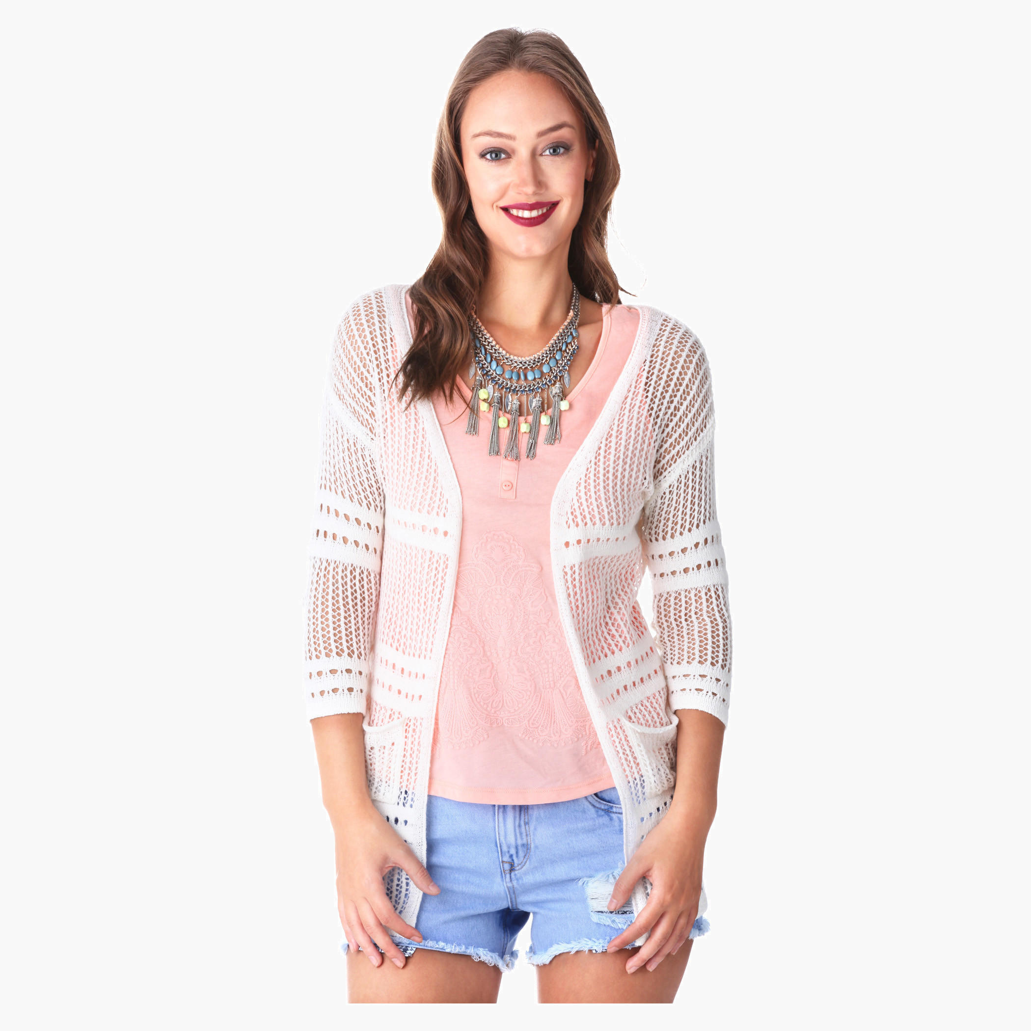 Solid Colour Knit Cardigan-women-clothing-shirtsandblouses-blouses-image-1