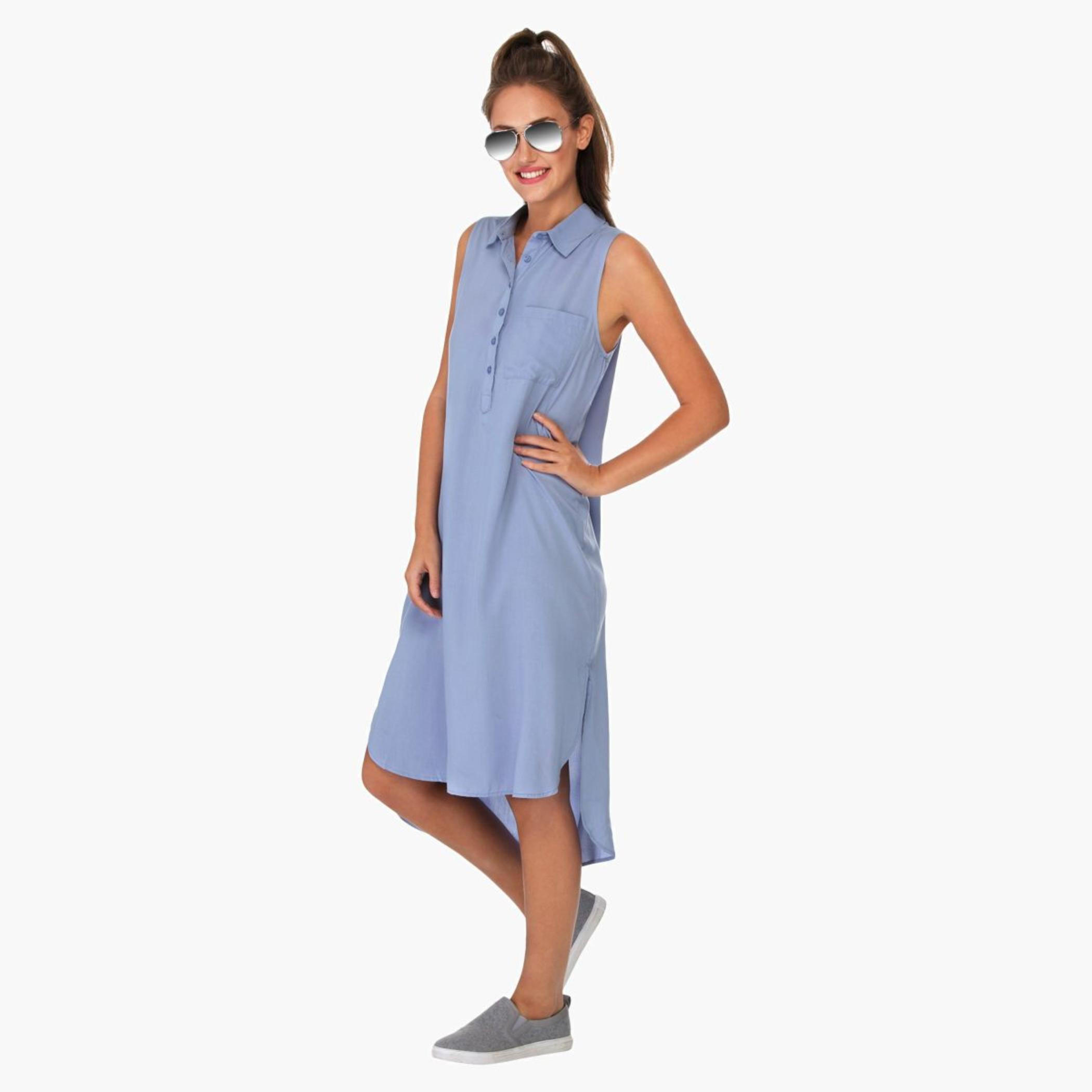 Solid Colour Shirt Dress-women-clothing-dresses-image-3