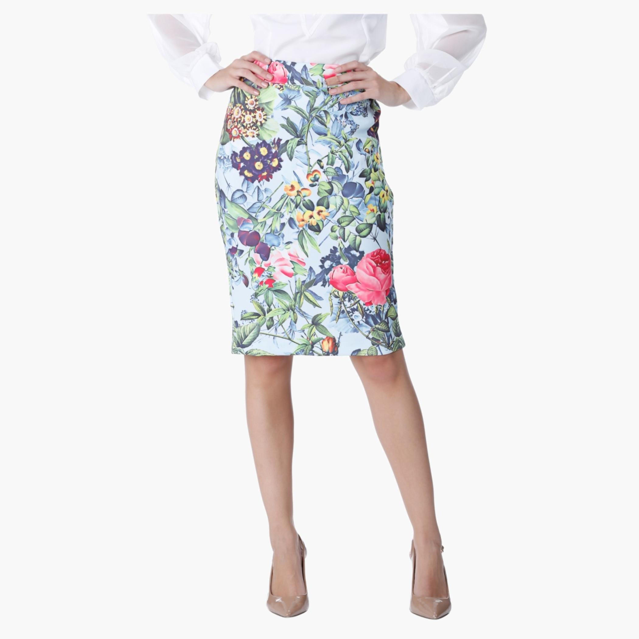 Floral Printed Pencil Skirt-women-clothing-bottoms-skirts-image-1