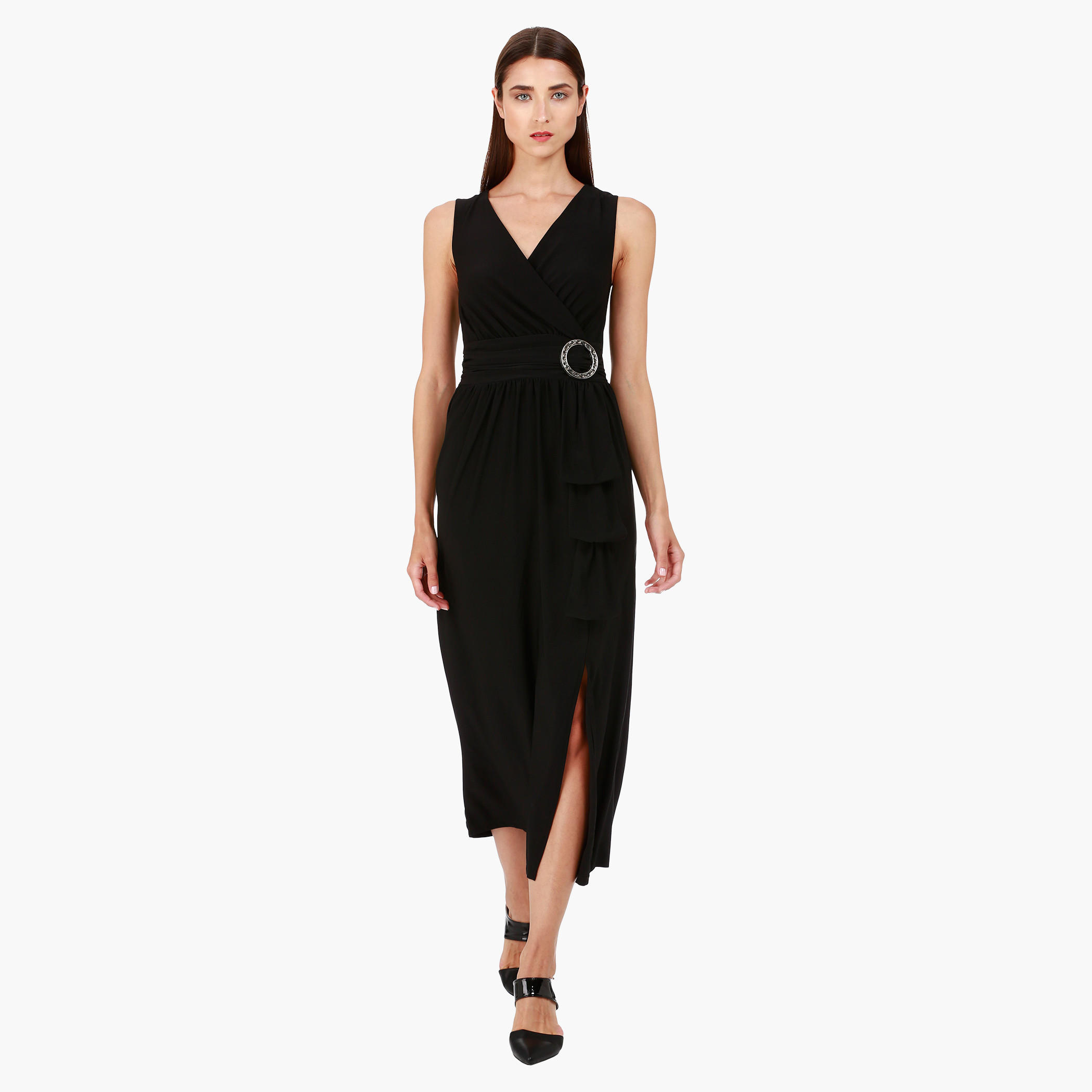 Sleeveless Maxi Dress with Waist Embellishment in Regular Fit-women-clothing-dresses-image-1