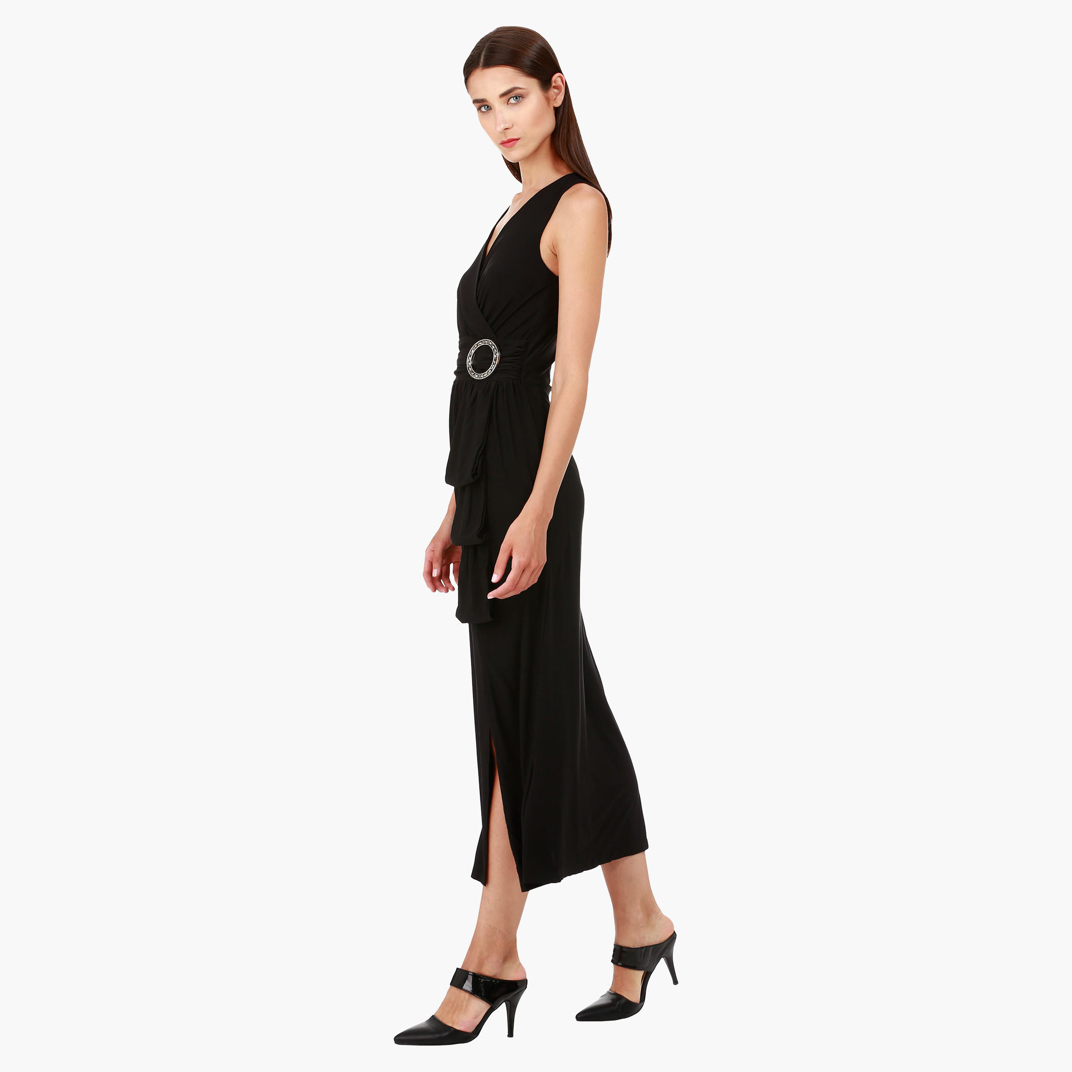 Sleeveless Maxi Dress with Waist Embellishment in Regular Fit-women-clothing-dresses-image-3