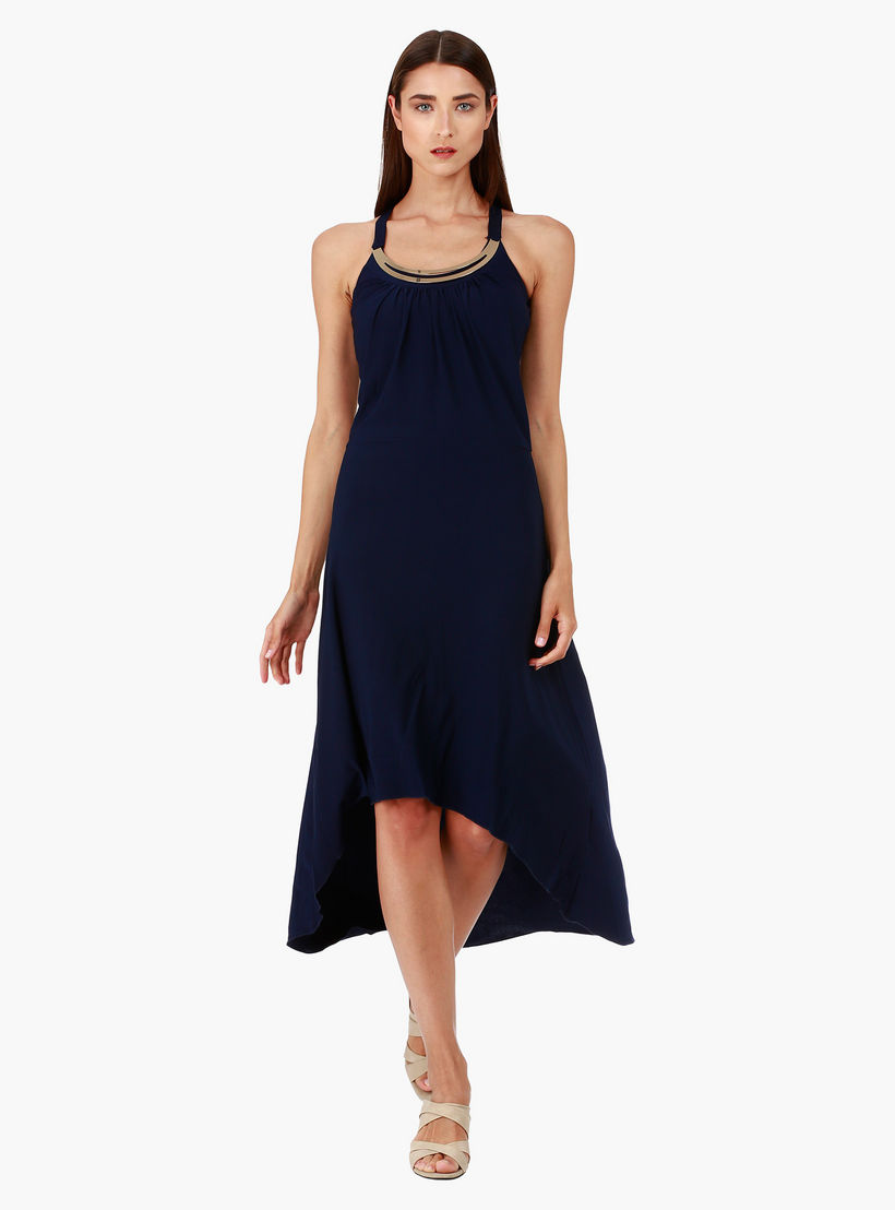 Strappy Maxi Dress with Neck Embellishment and Round Neck in Regular Fit-women-clothing-dresses-image-1