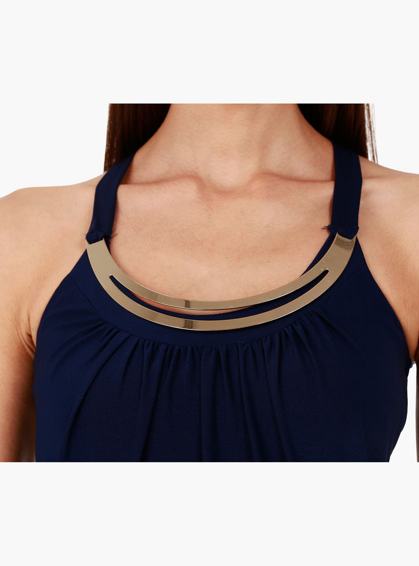 Strappy Maxi Dress with Neck Embellishment and Round Neck in Regular Fit-women-clothing-dresses-image-4
