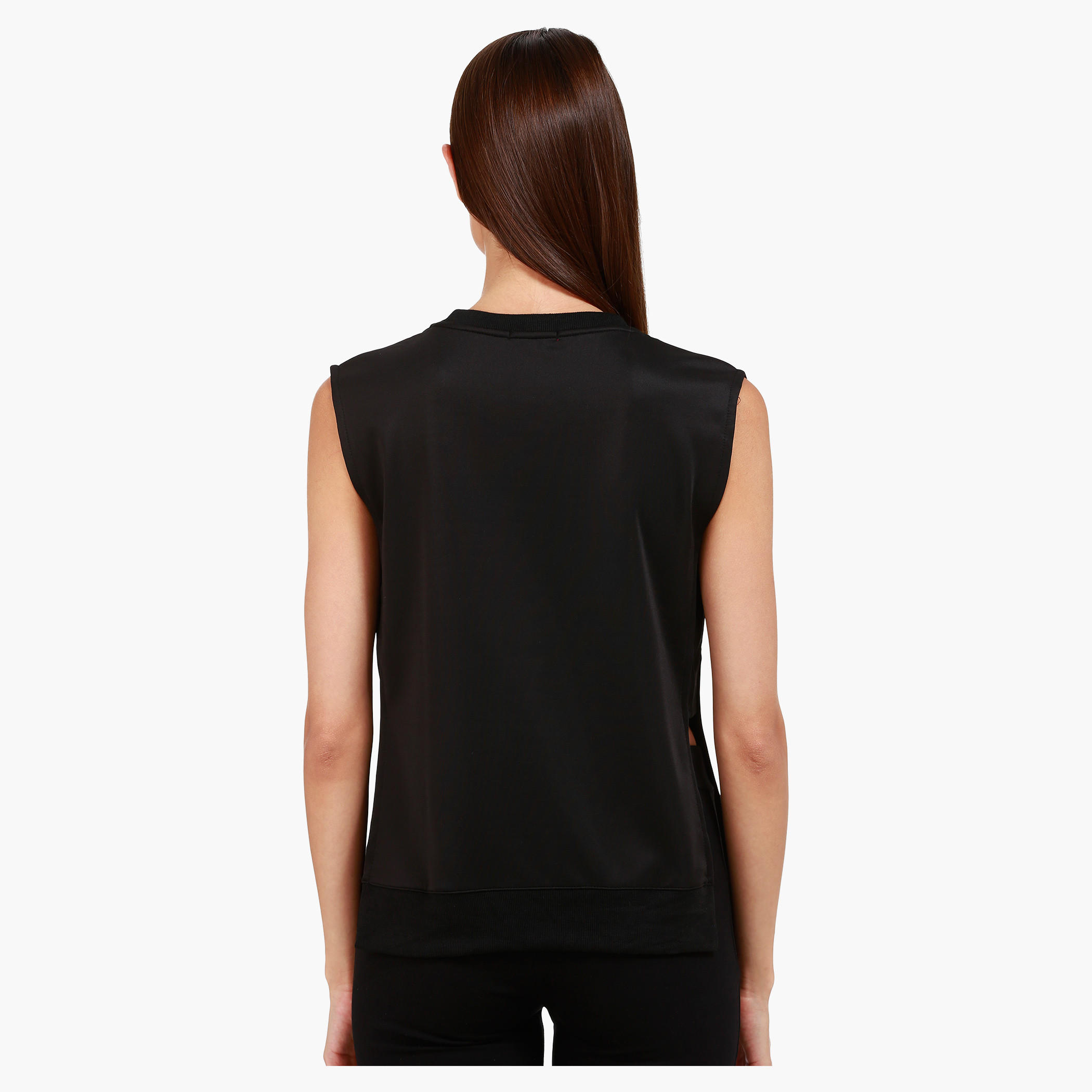 Sleeveless Crew Neck Top With Geometric Print and Side Gusset in Regular Fit-women-clothing-tshirts-image-2