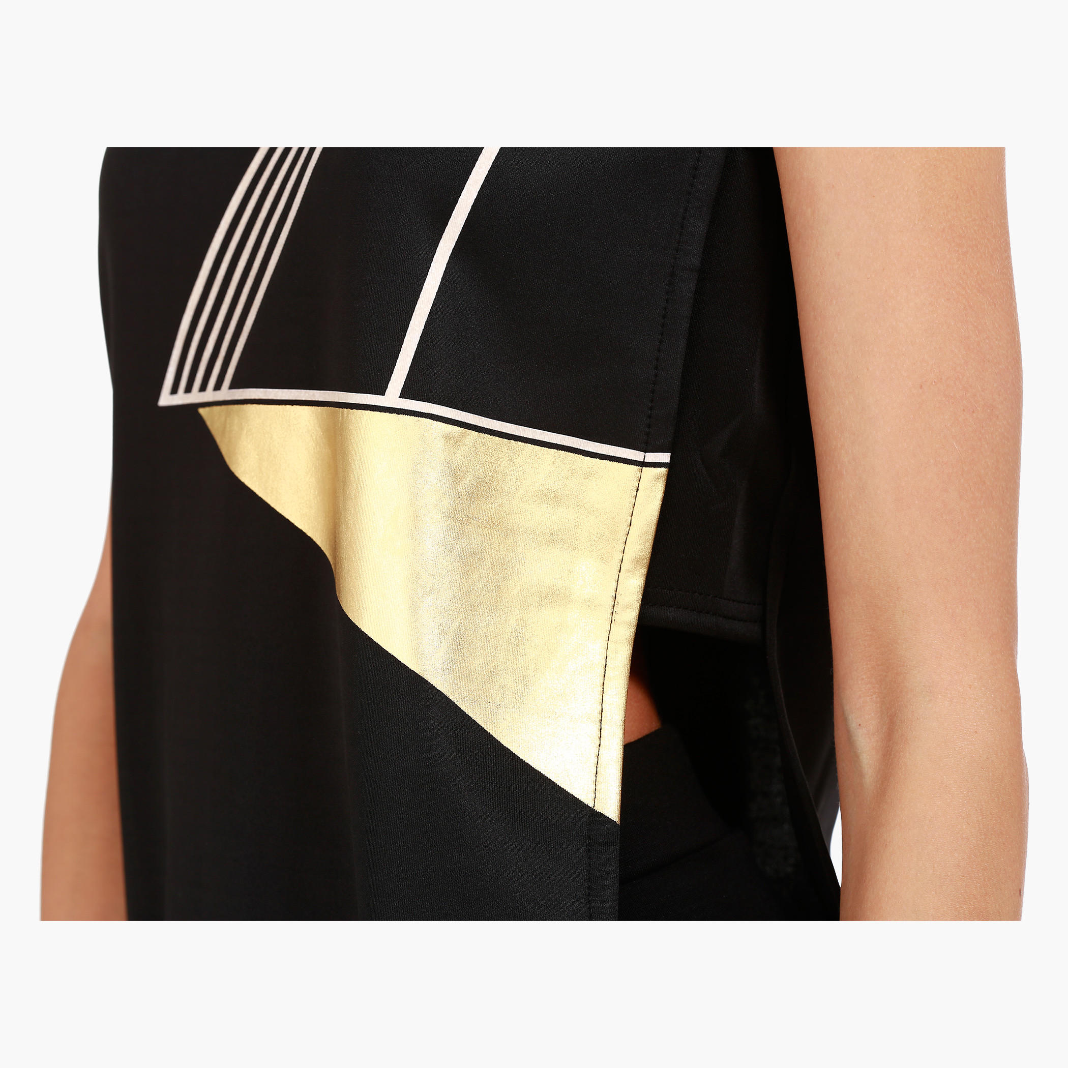Sleeveless Crew Neck Top With Geometric Print and Side Gusset in Regular Fit-women-clothing-tshirts-image-4