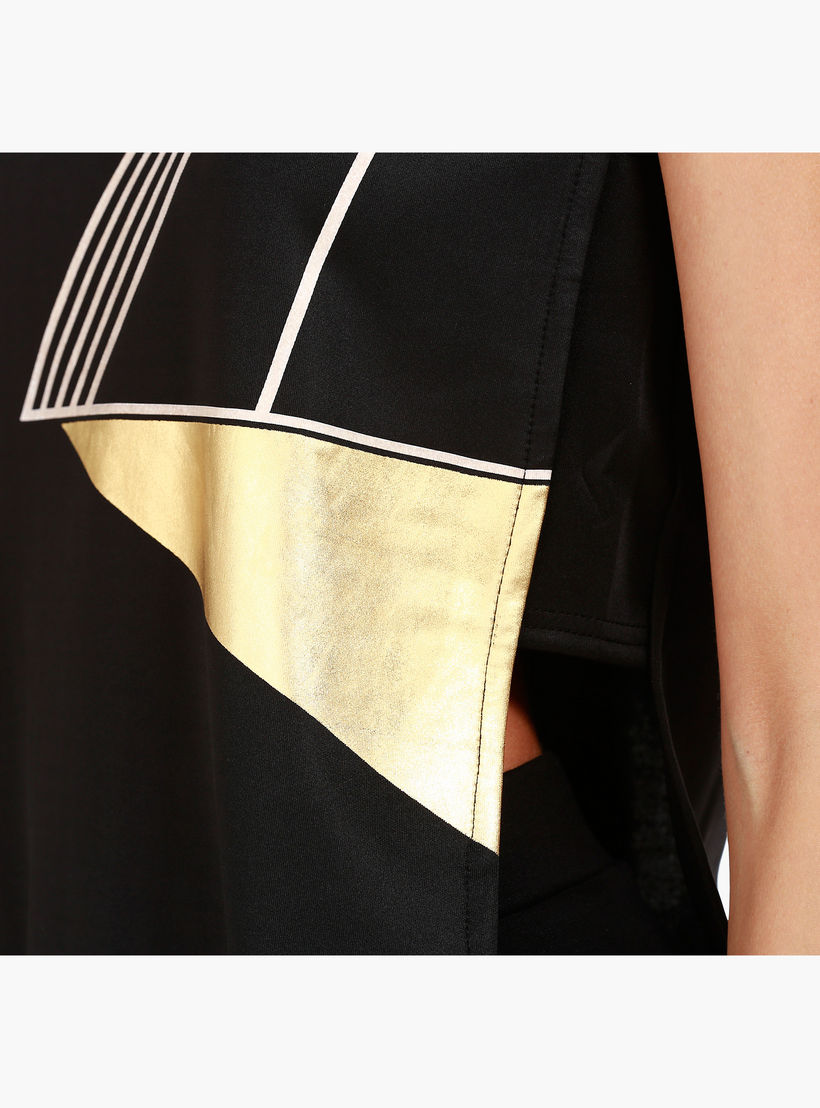 Sleeveless Crew Neck Top With Geometric Print and Side Gusset in Regular Fit-women-clothing-tshirts-image-4