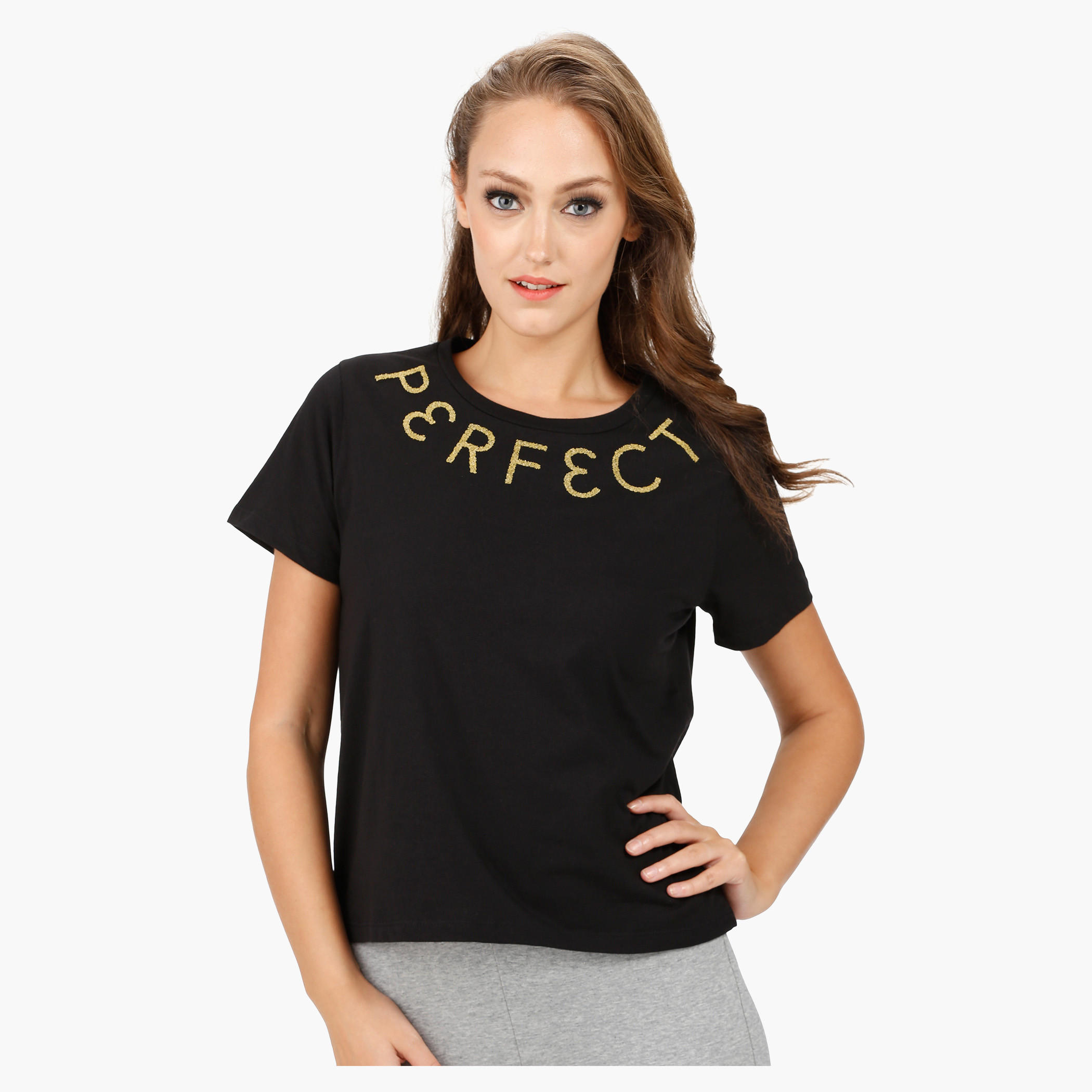 Embellished T-shirt with Crew Neck and Short Sleeves-women-clothing-tshirts-image-6