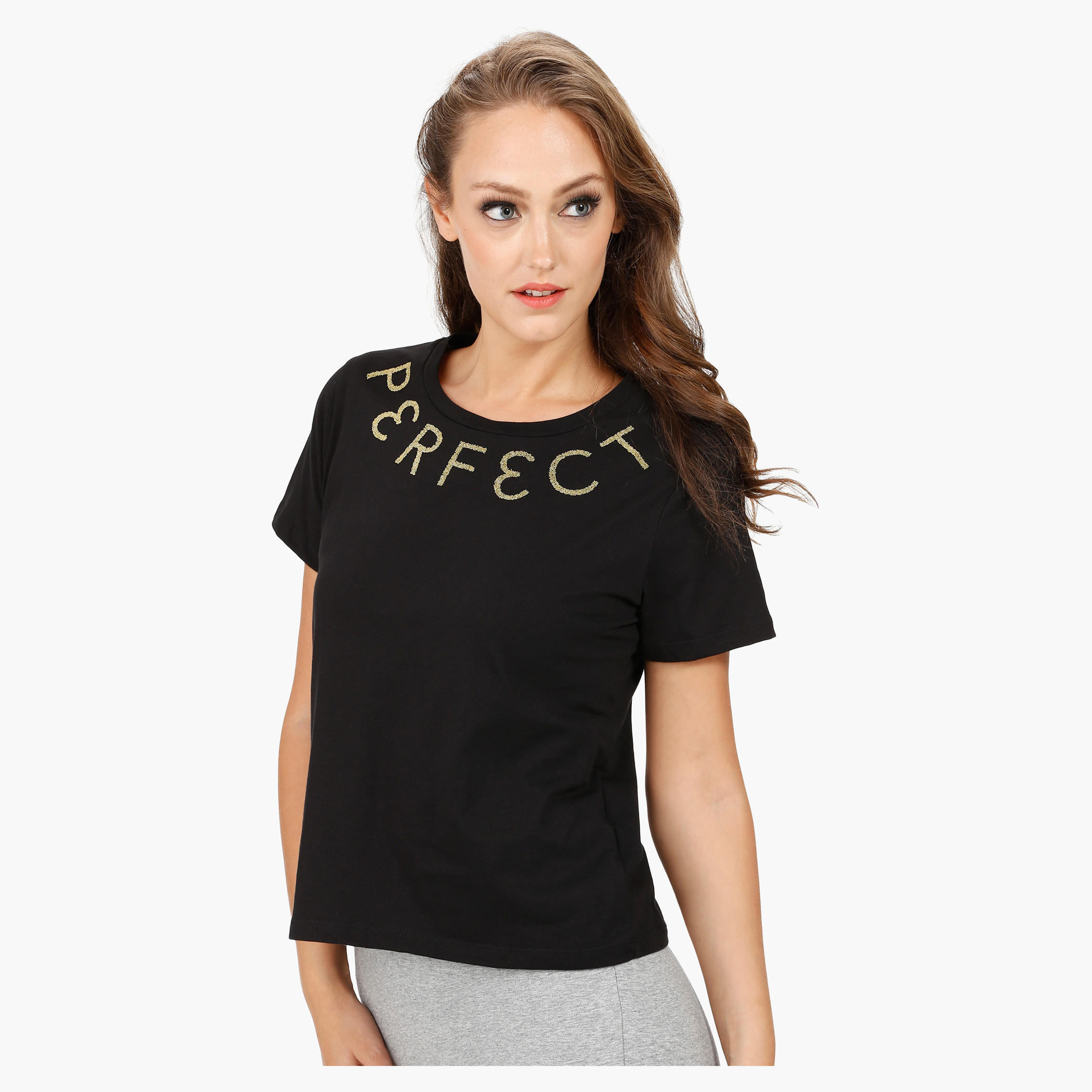 Embellished T-shirt with Crew Neck and Short Sleeves-women-clothing-tshirts-image-8