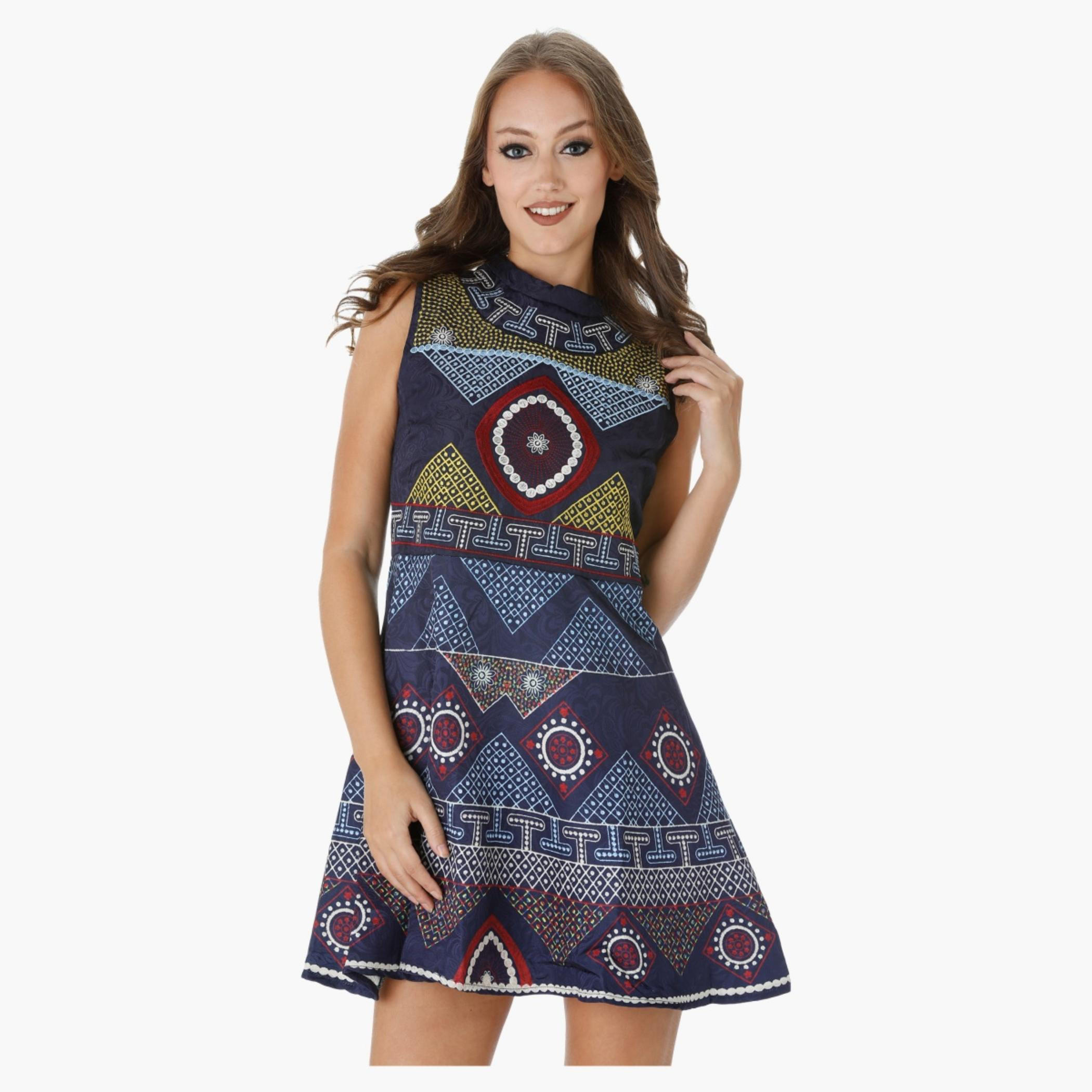 Embroidered Sleeveless Dress with Round Neck-women-clothing-dresses-image-1