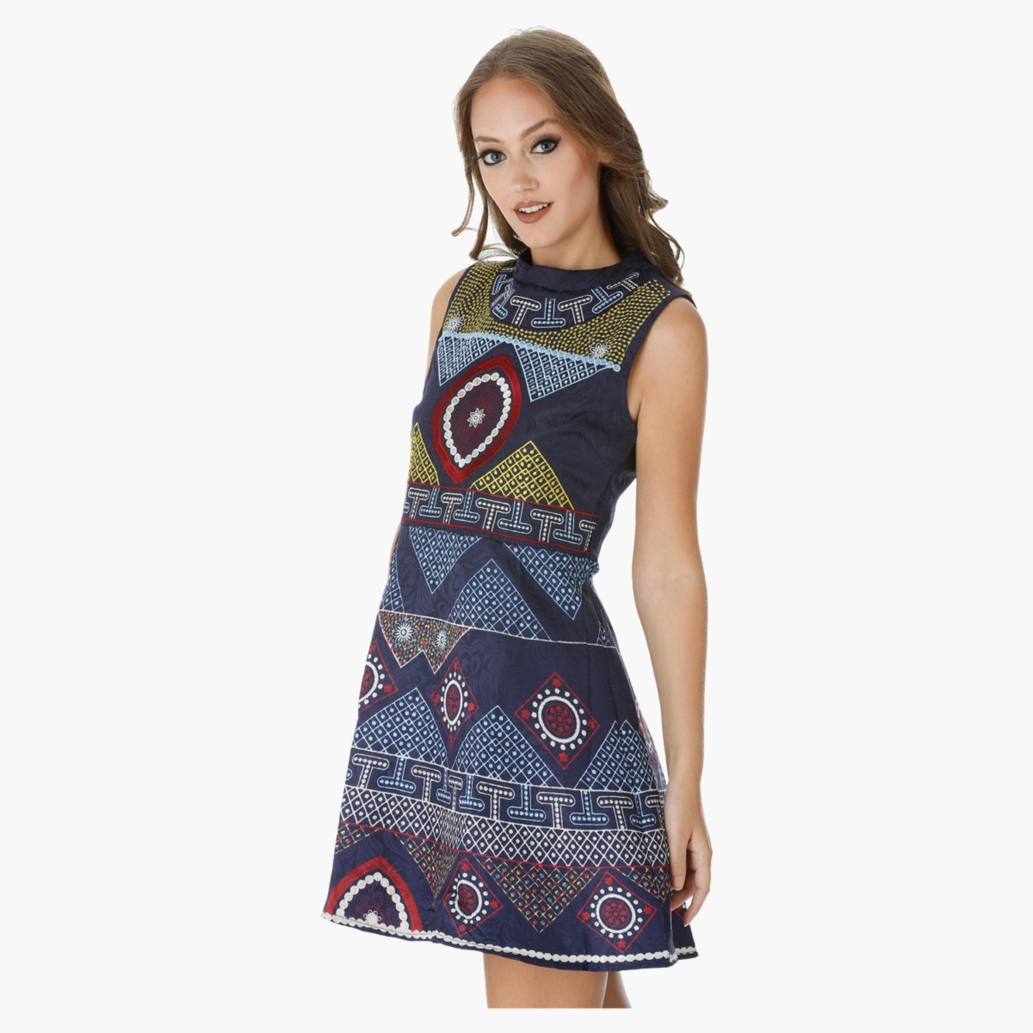 Embroidered Sleeveless Dress with Round Neck-women-clothing-dresses-image-3
