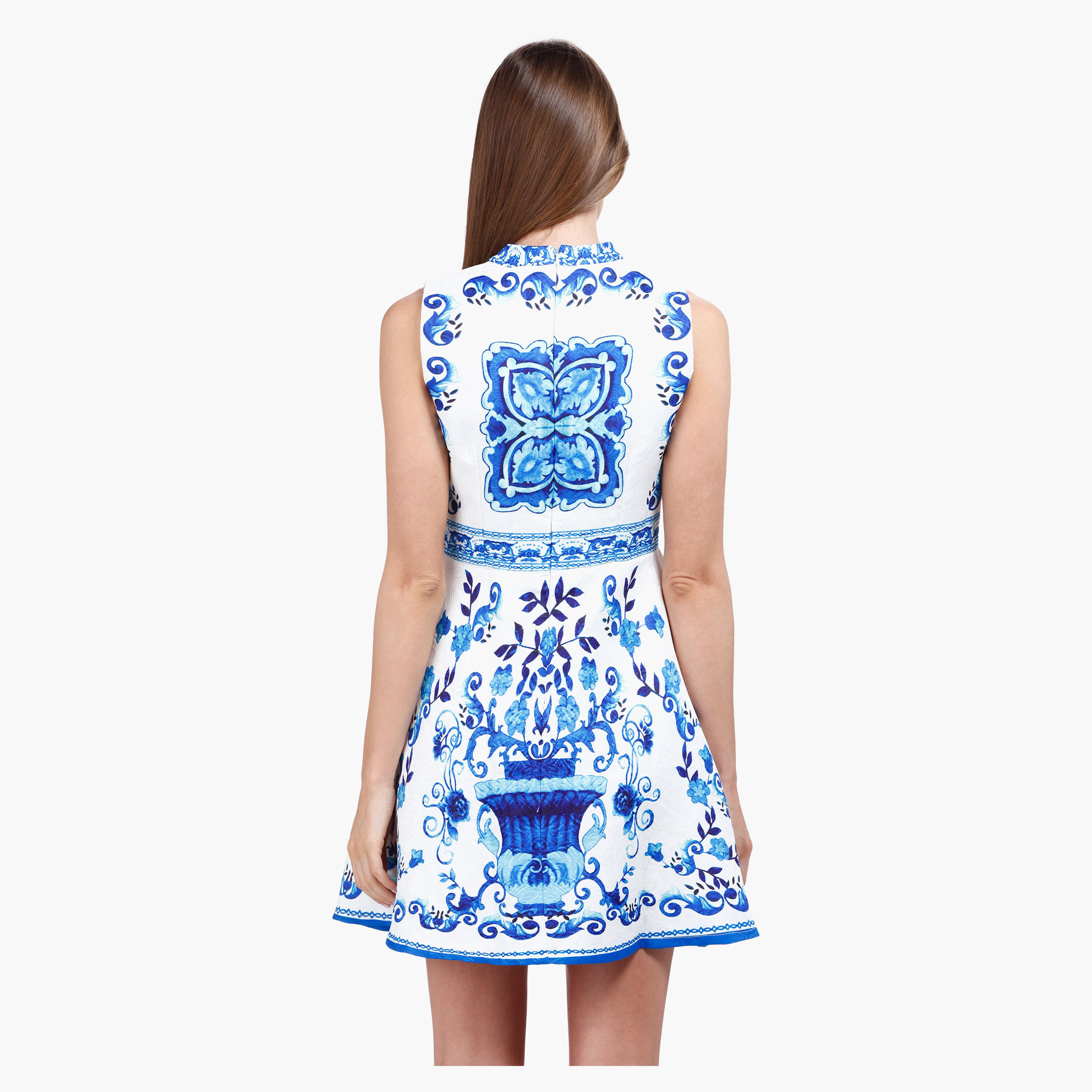 Printed Sleeveless Fit and Flare Dress in Regular Fit-women-clothing-dresses-image-2