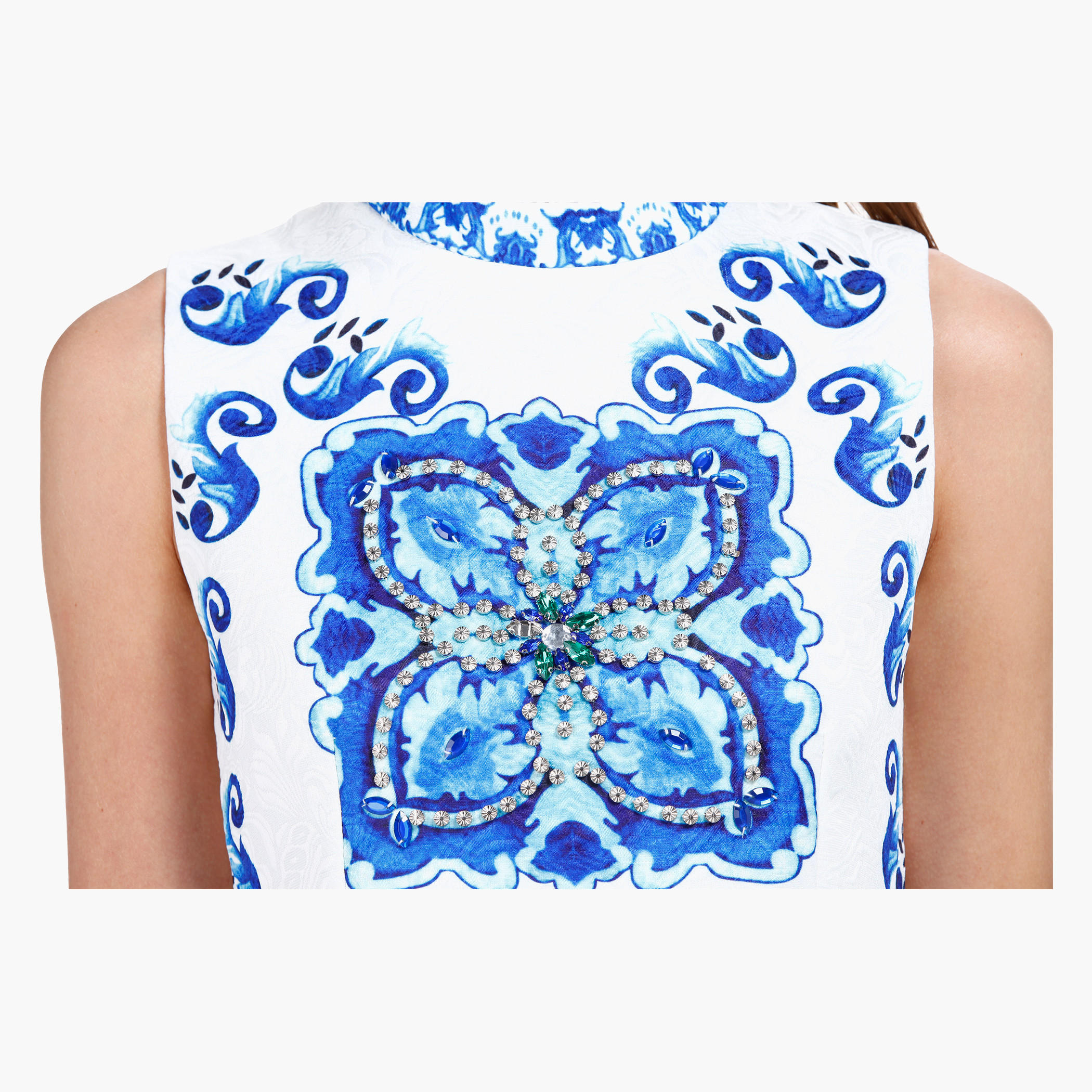 Printed Sleeveless Fit and Flare Dress in Regular Fit-women-clothing-dresses-image-4