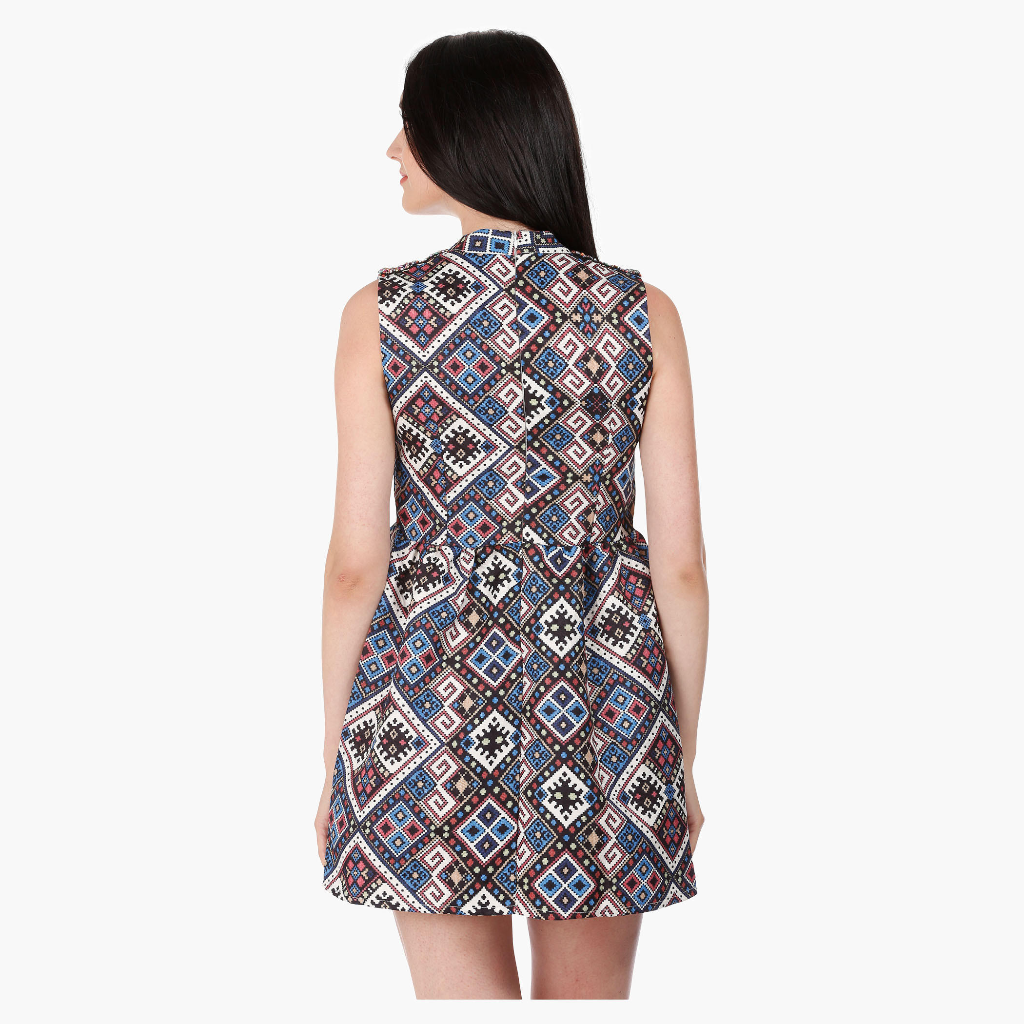 Sleeveless Tapestry Print Skater Dress Regular Fit-women-clothing-dresses-image-2