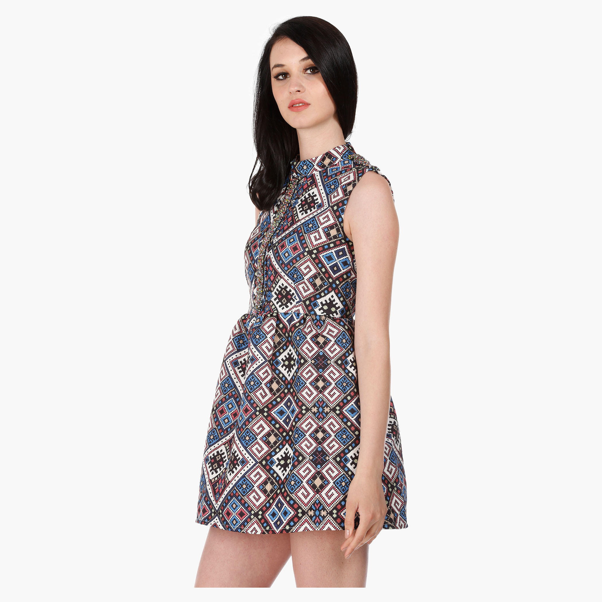 Sleeveless Tapestry Print Skater Dress Regular Fit-women-clothing-dresses-image-3