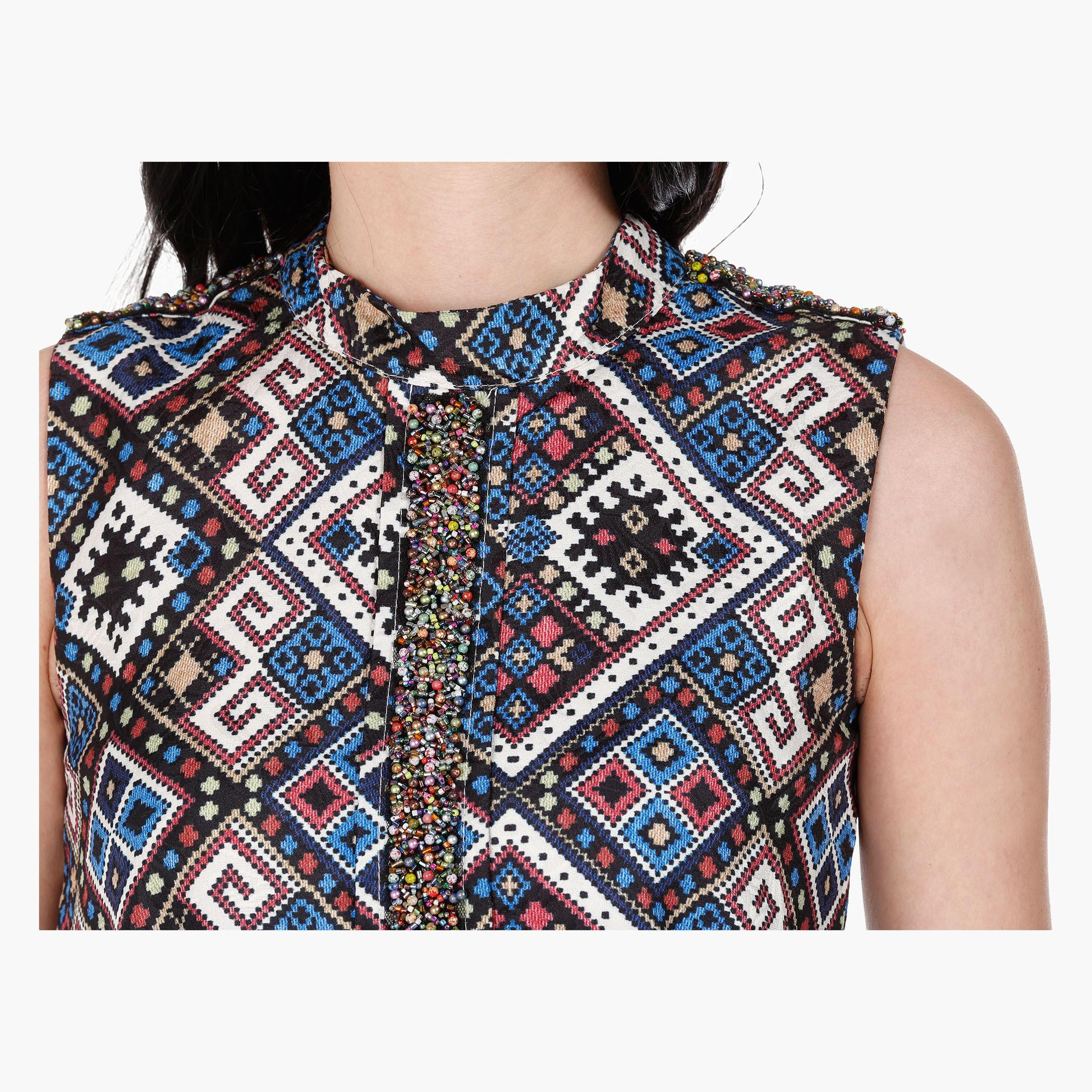 Sleeveless Tapestry Print Skater Dress Regular Fit-women-clothing-dresses-image-4