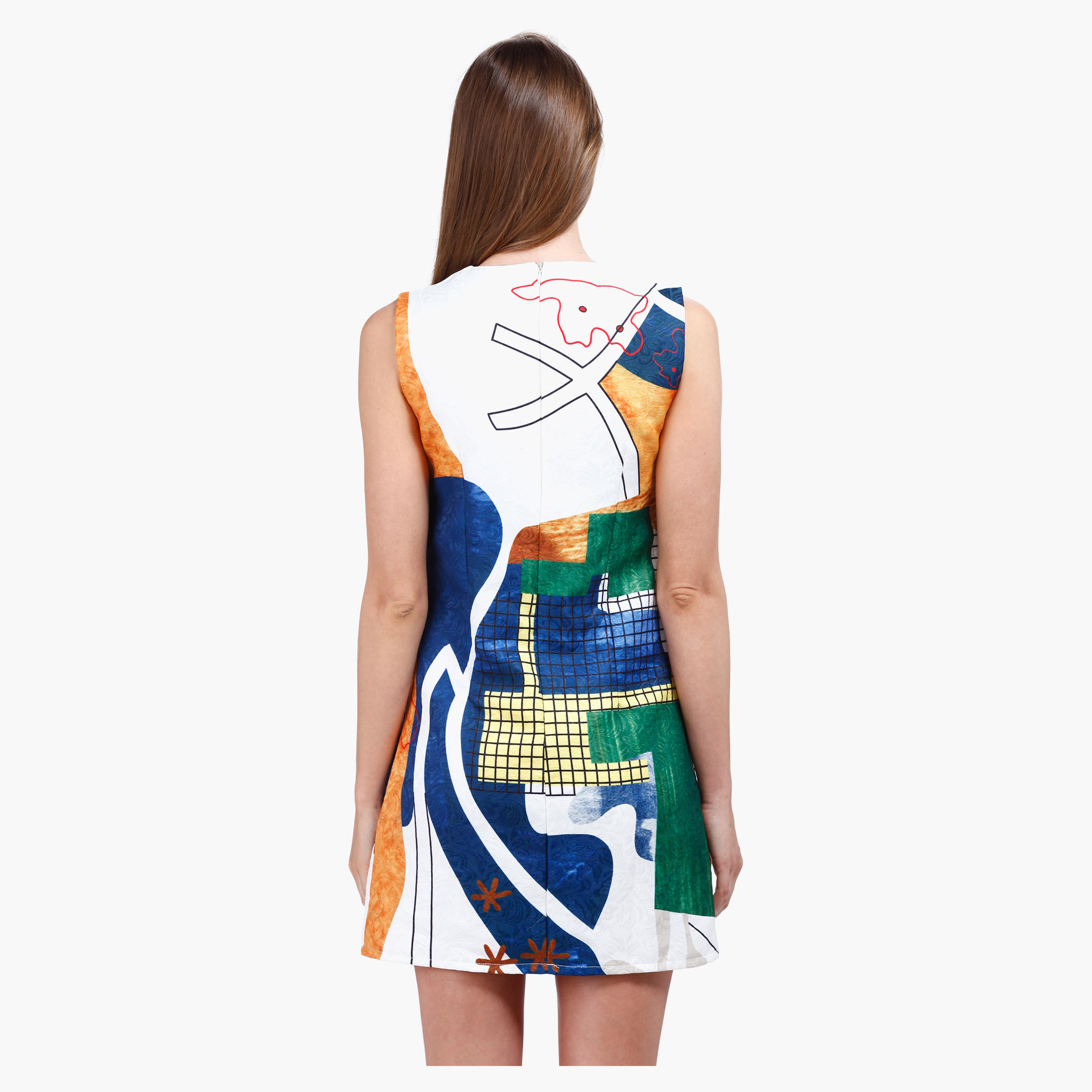 Sleeveless Skater Dress with Block Print in Regular Fit-women-clothing-dresses-image-2