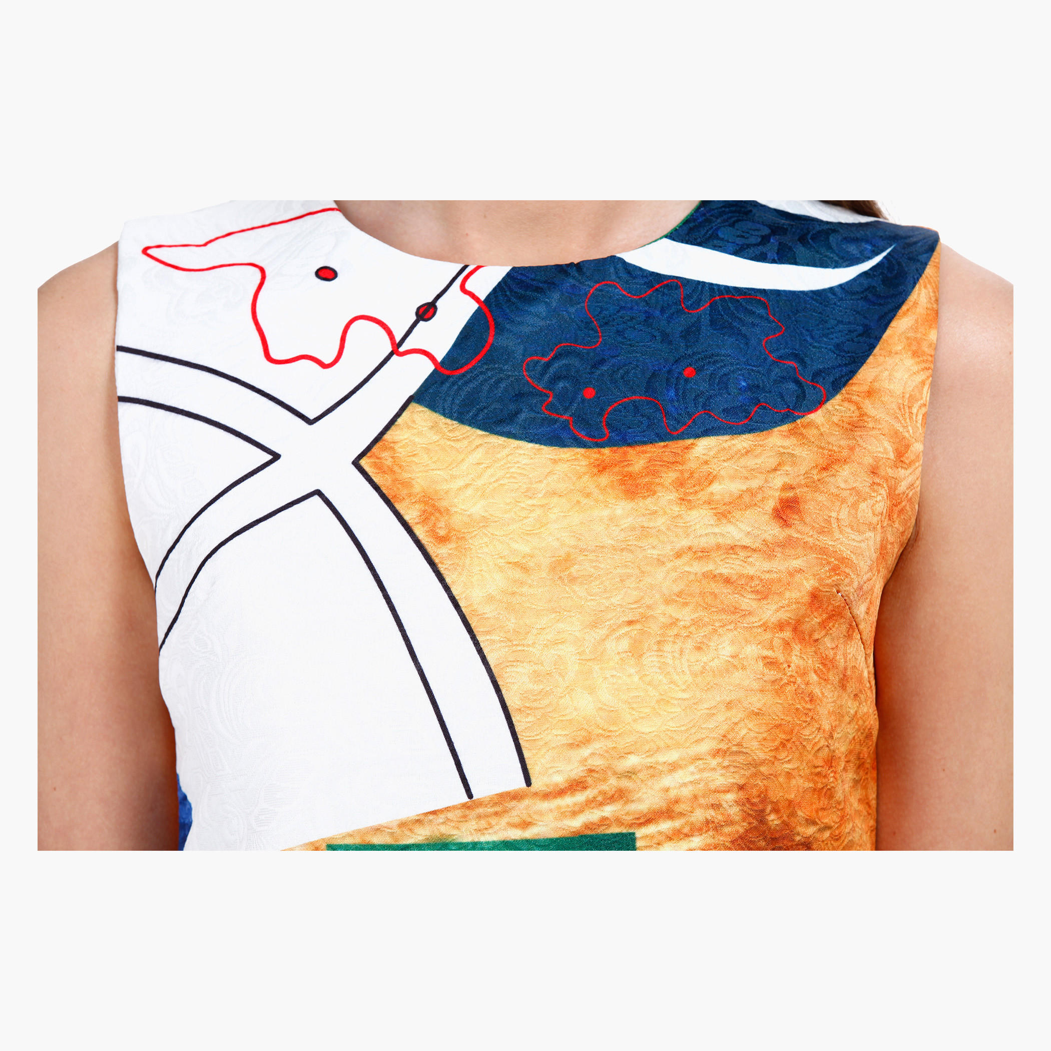 Sleeveless Skater Dress with Block Print in Regular Fit-women-clothing-dresses-image-4