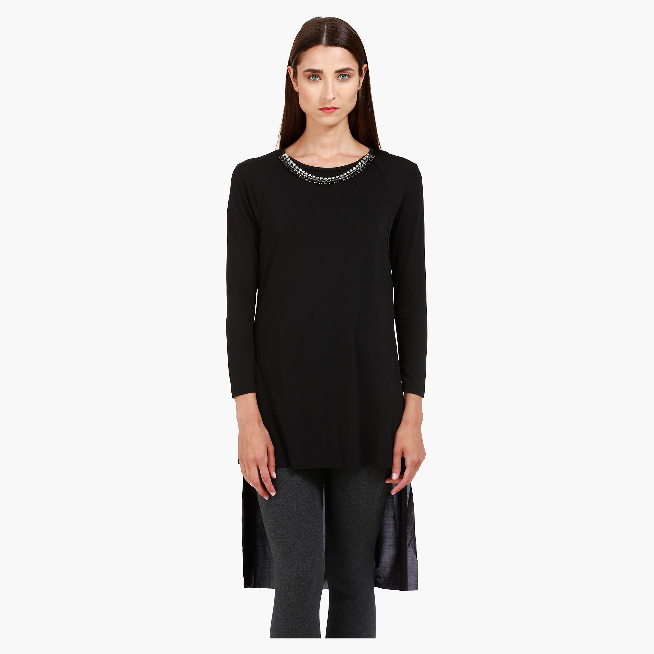Plain Shirt with Crew Neck in Regular Fit-women-clothing-shirtsandblouses-blouses-image-1