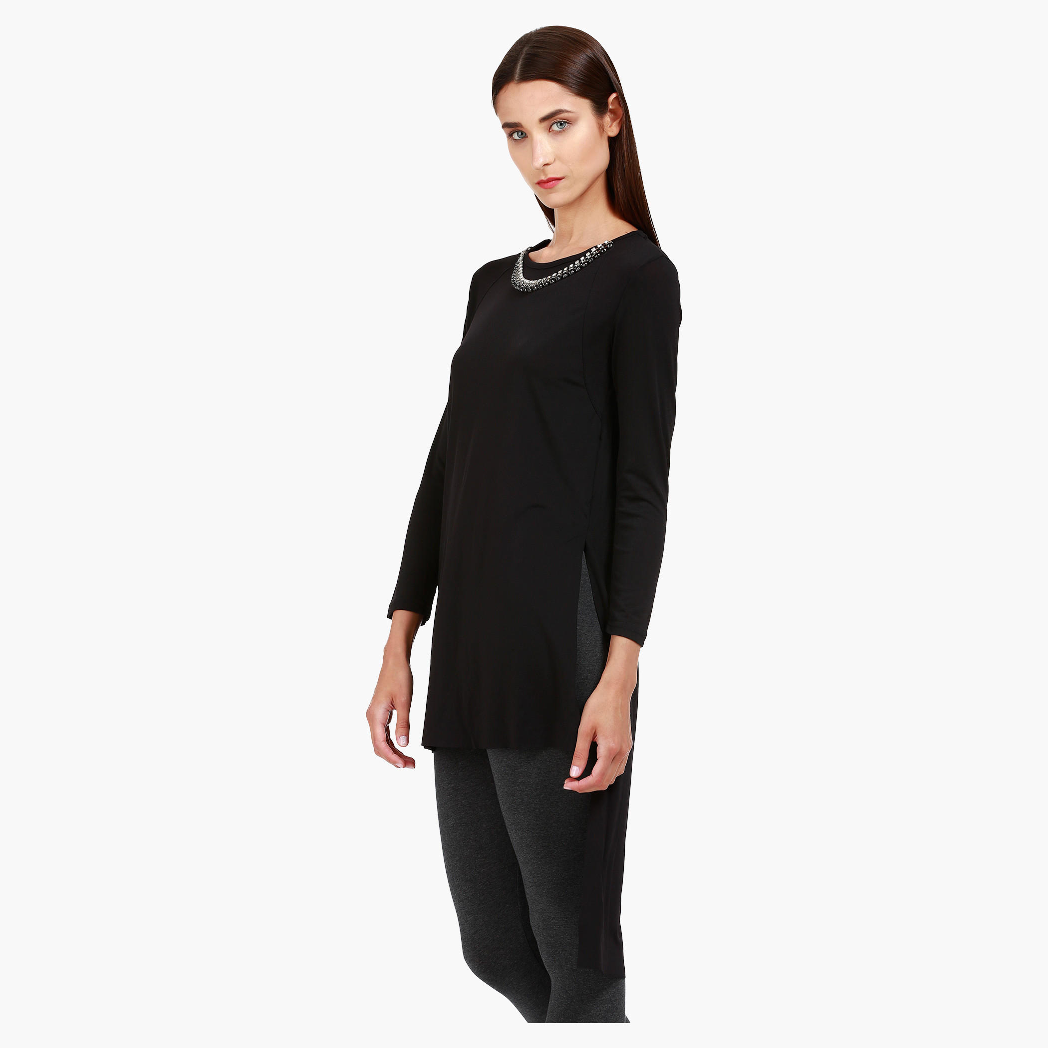 Plain Shirt with Crew Neck in Regular Fit-women-clothing-shirtsandblouses-blouses-image-3