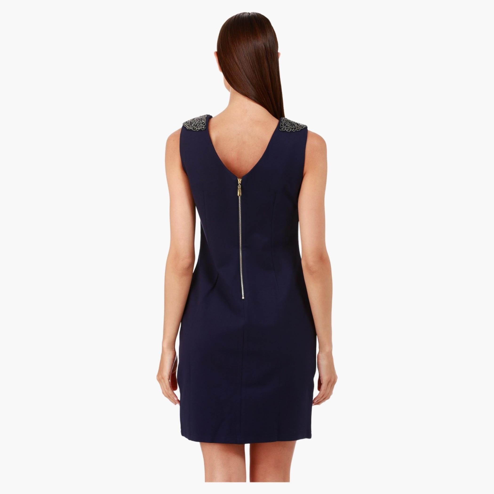 Sleeveless Dress with Round Neck and Embellished Shoulders in Regular Fit-women-clothing-dresses-image-2