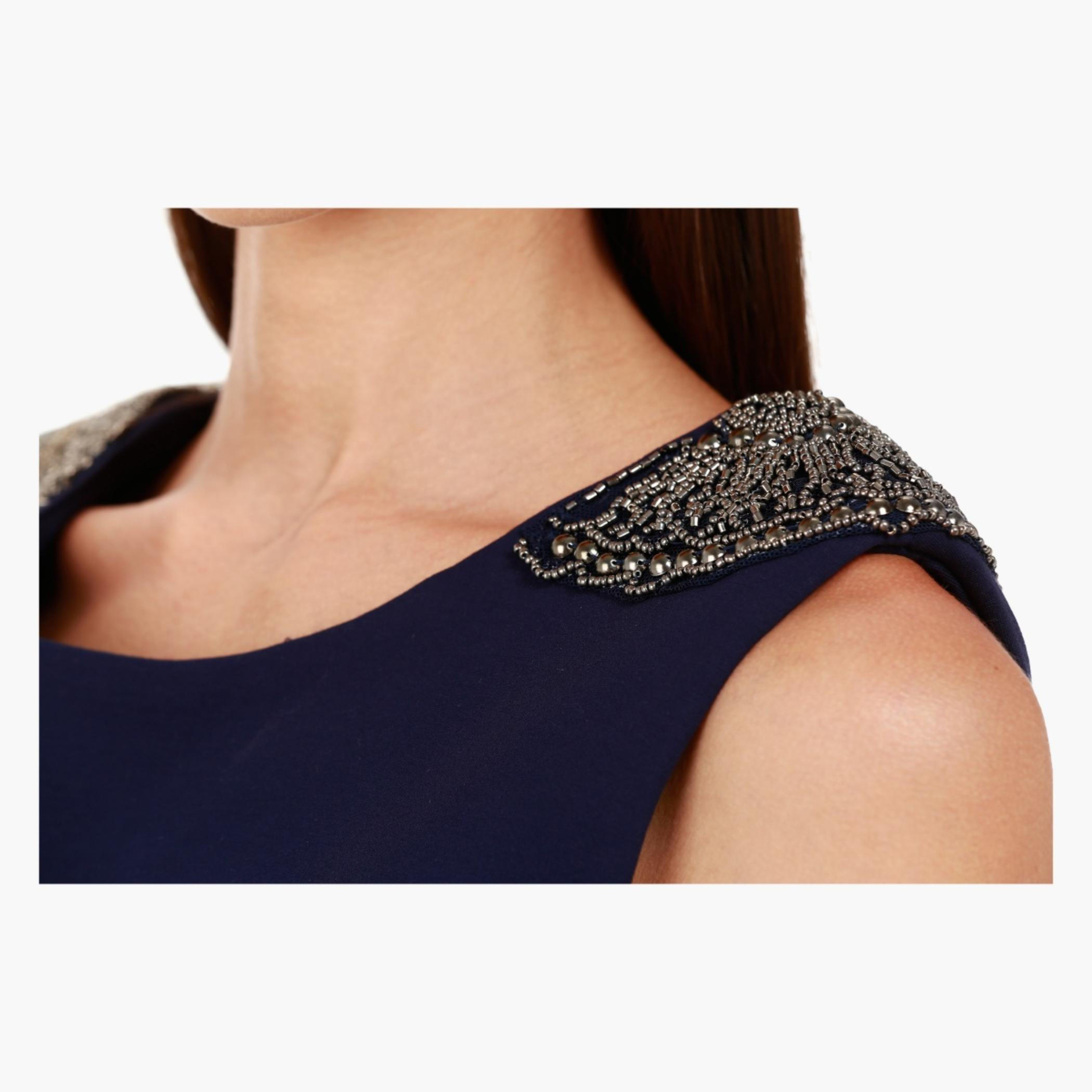 Sleeveless Dress with Round Neck and Embellished Shoulders in Regular Fit-women-clothing-dresses-image-4