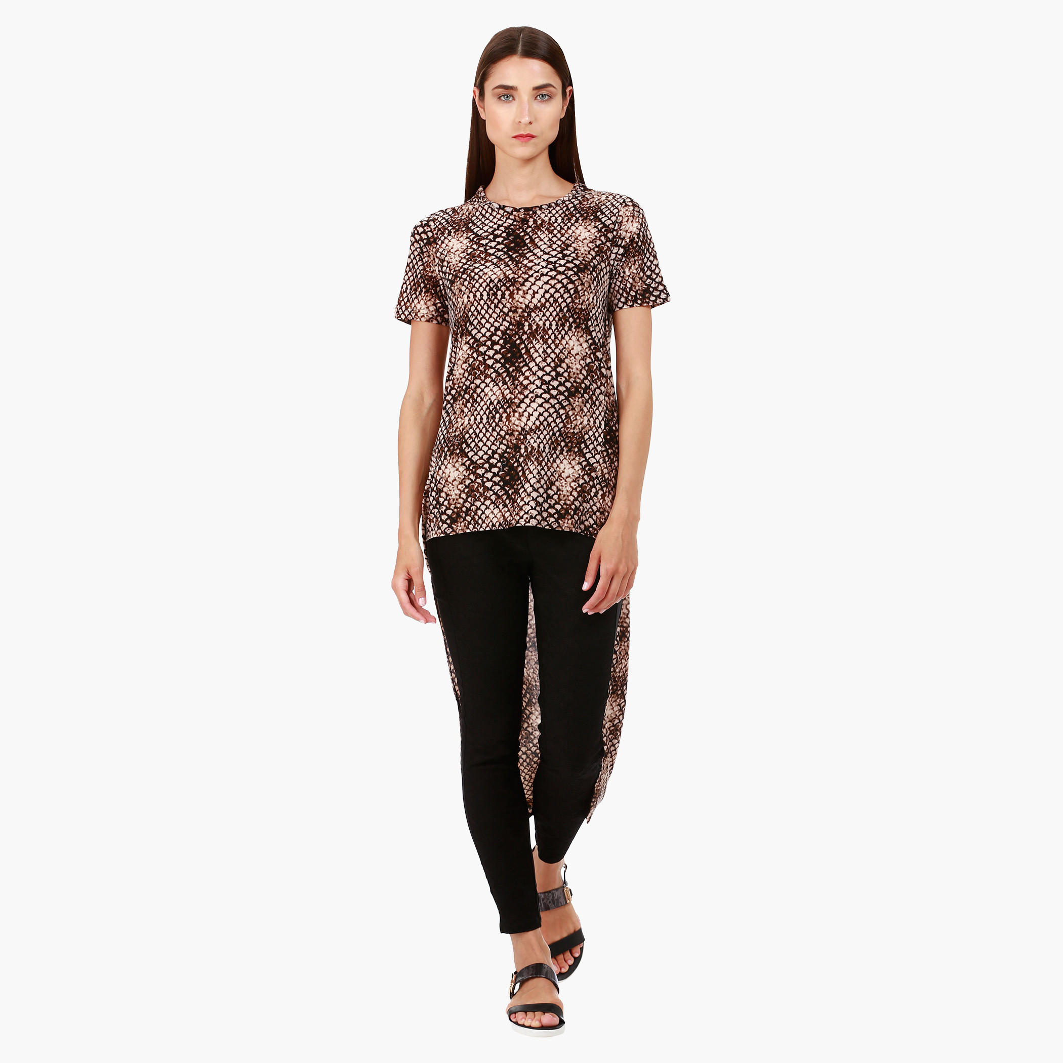 Printed High-Low Long Top with Round Neck in Regular Fit-women-clothing-shirtsandblouses-blouses-image-1