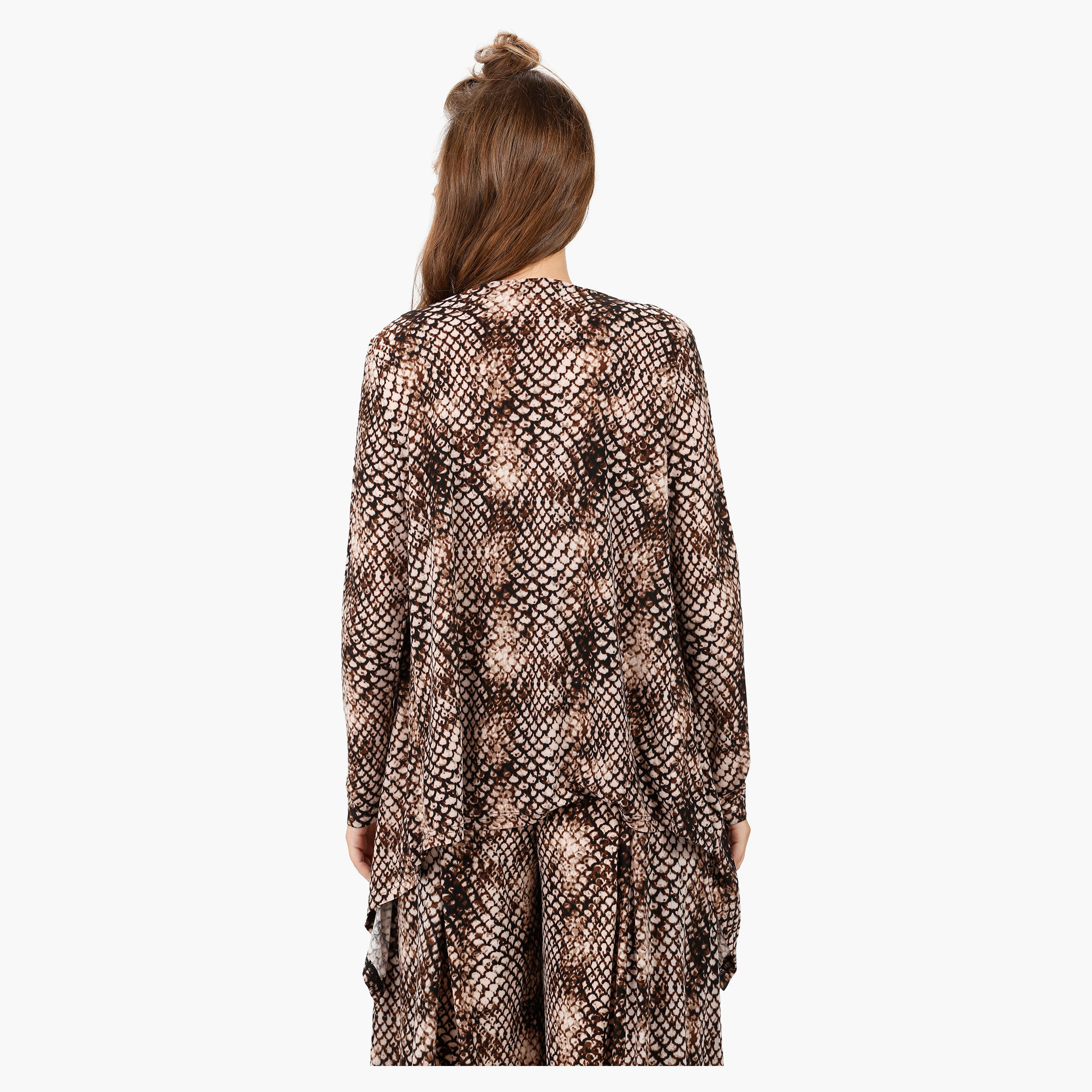 Printed Waterfall Jacket with Long sleeves in Regular Fit-women-clothing-shirtsandblouses-blouses-image-2