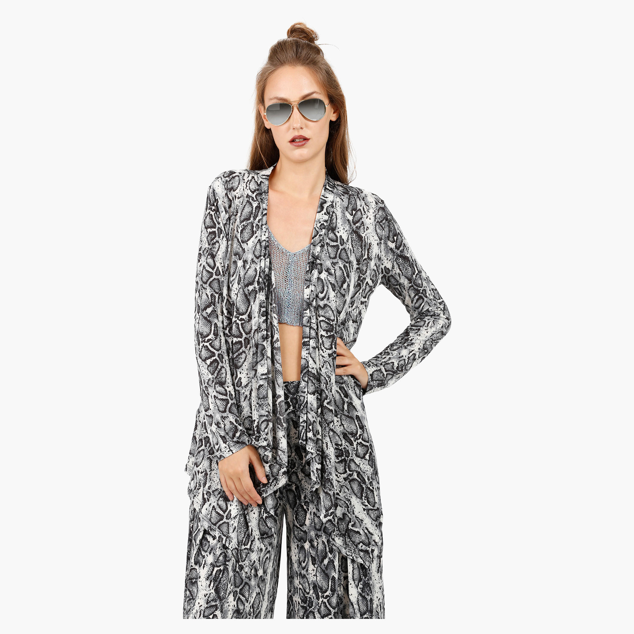 Printed Waterfall Jacket with Long sleeves in Regular Fit-women-clothing-shirtsandblouses-blouses-image-6