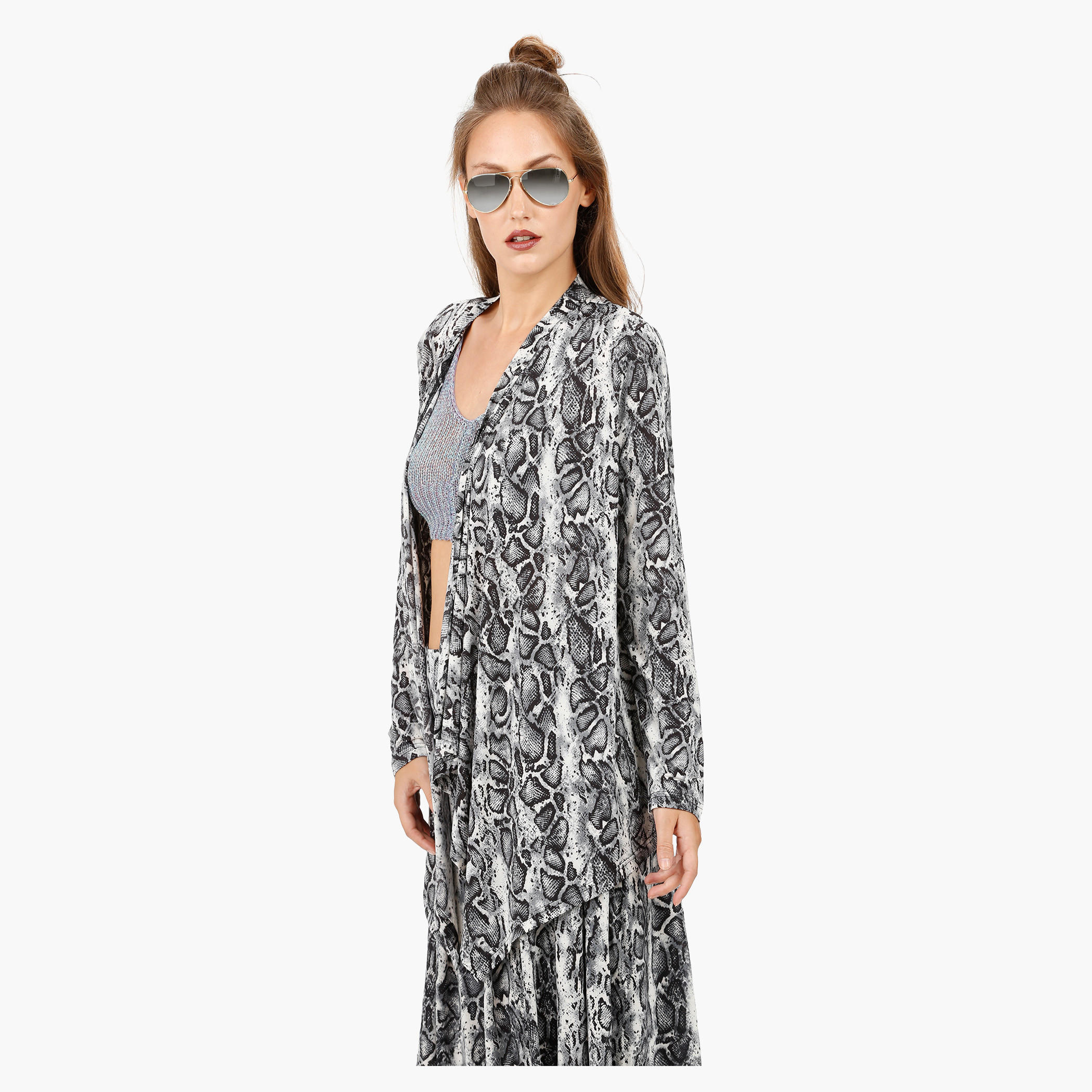 Printed Waterfall Jacket with Long sleeves in Regular Fit-women-clothing-shirtsandblouses-blouses-image-8