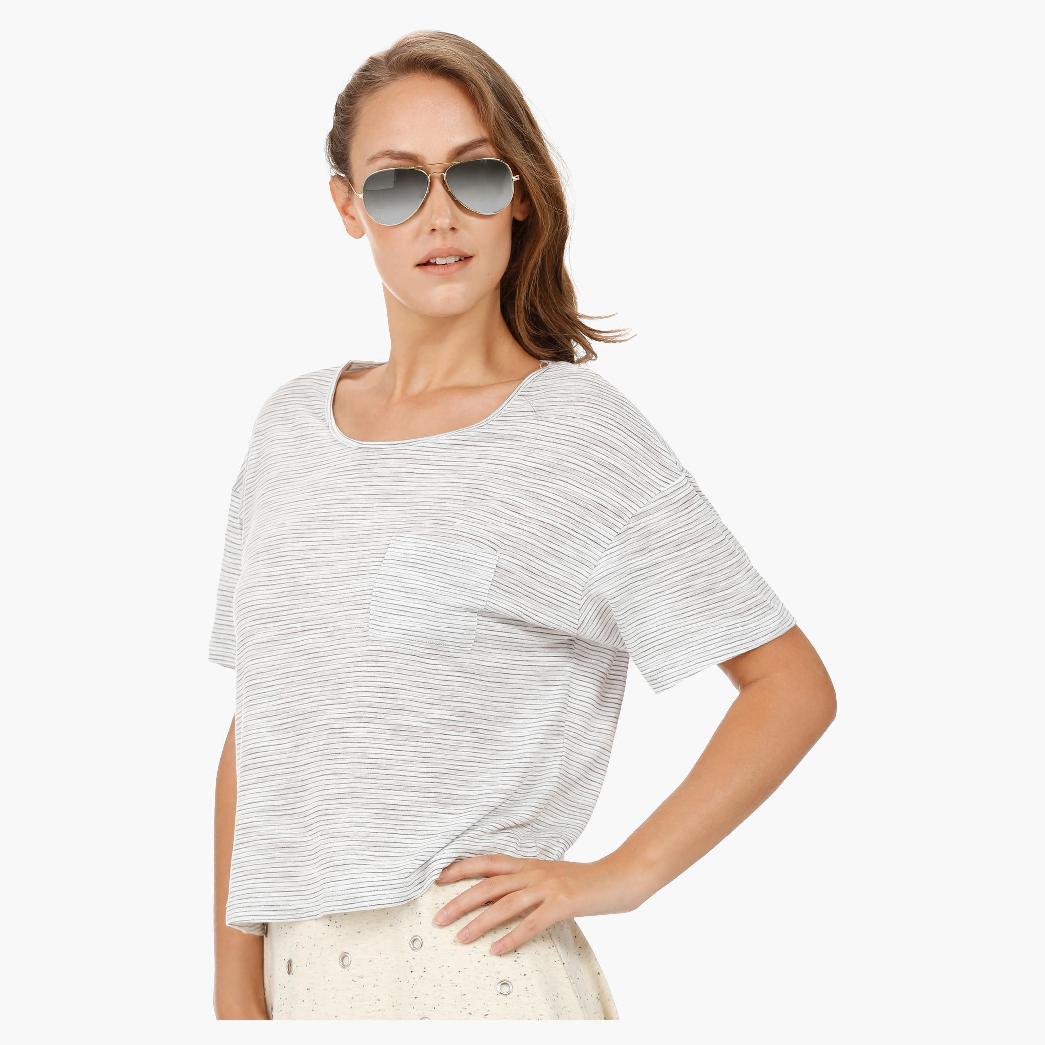 Basic Top with Round Neck and Short Sleeves in Regular Fit-women-clothing-tshirts-image-3