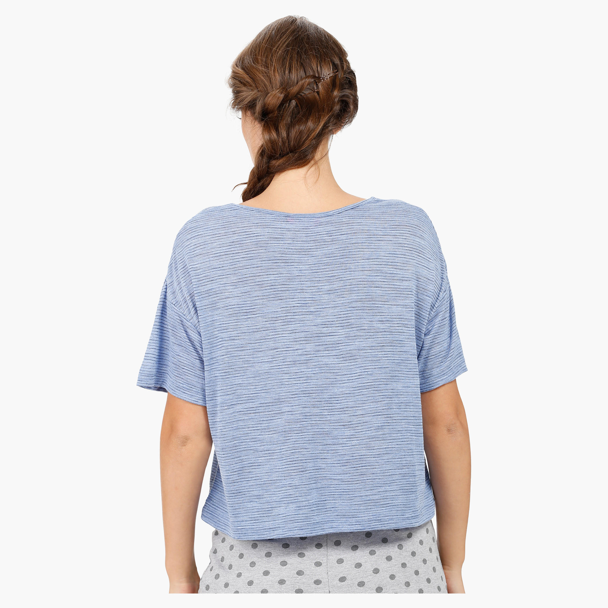 Basic Top with Round Neck and Short Sleeves in Regular Fit-women-clothing-tshirts-image-12