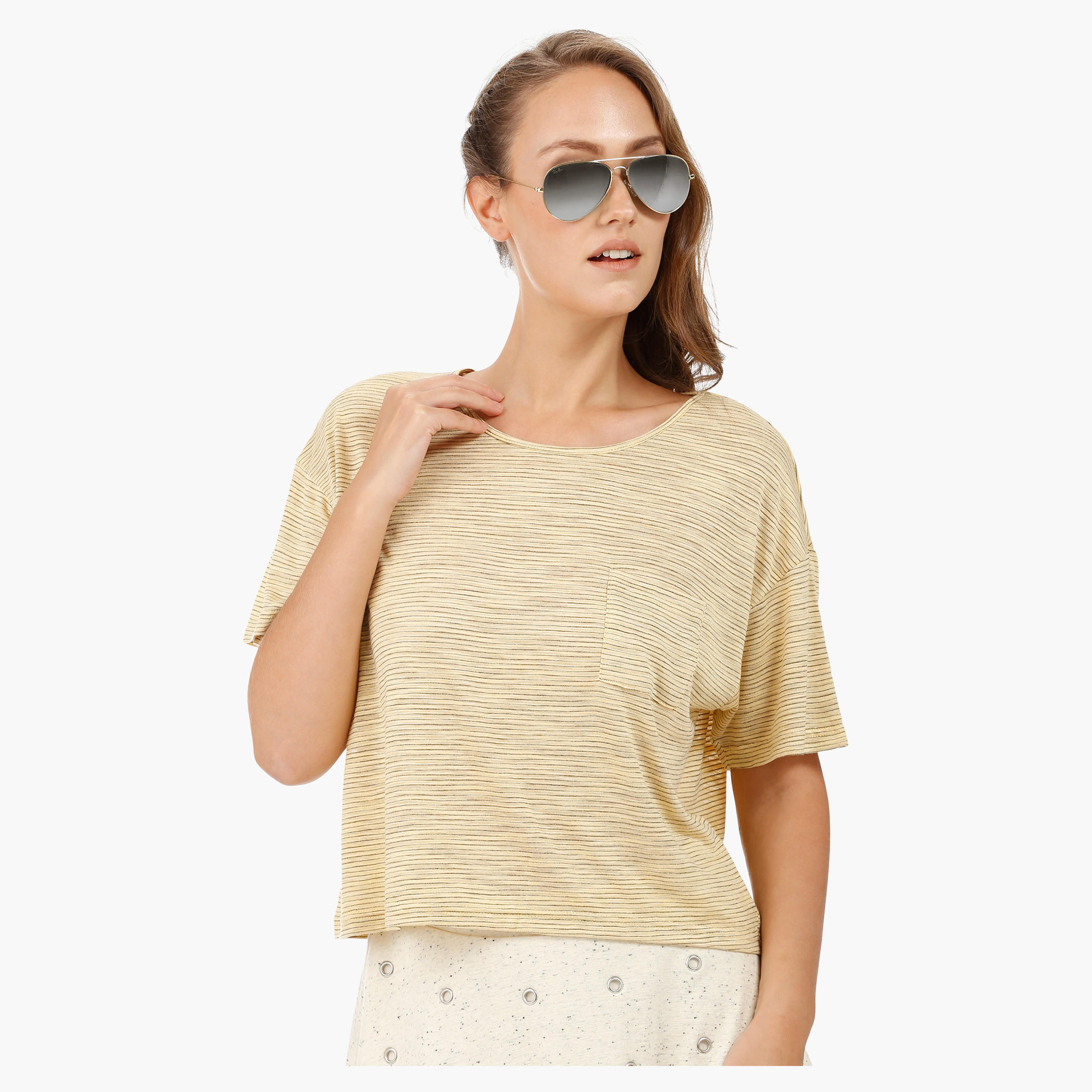 Basic Top with Round Neck and Short Sleeves in Regular Fit-women-clothing-tshirts-image-21