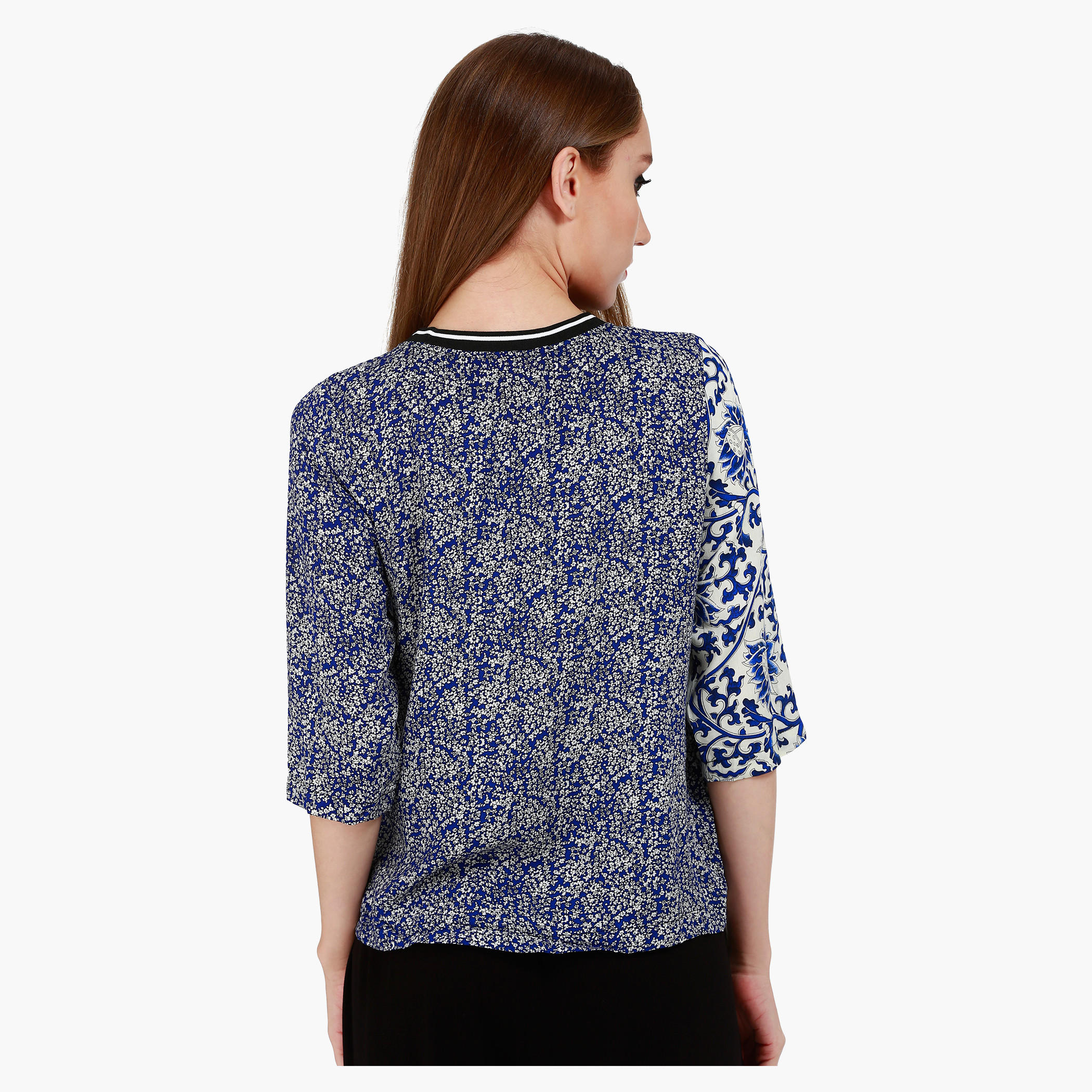 Double Print Shirt with Crew Neck in Regular Fit-women-clothing-shirtsandblouses-blouses-image-2