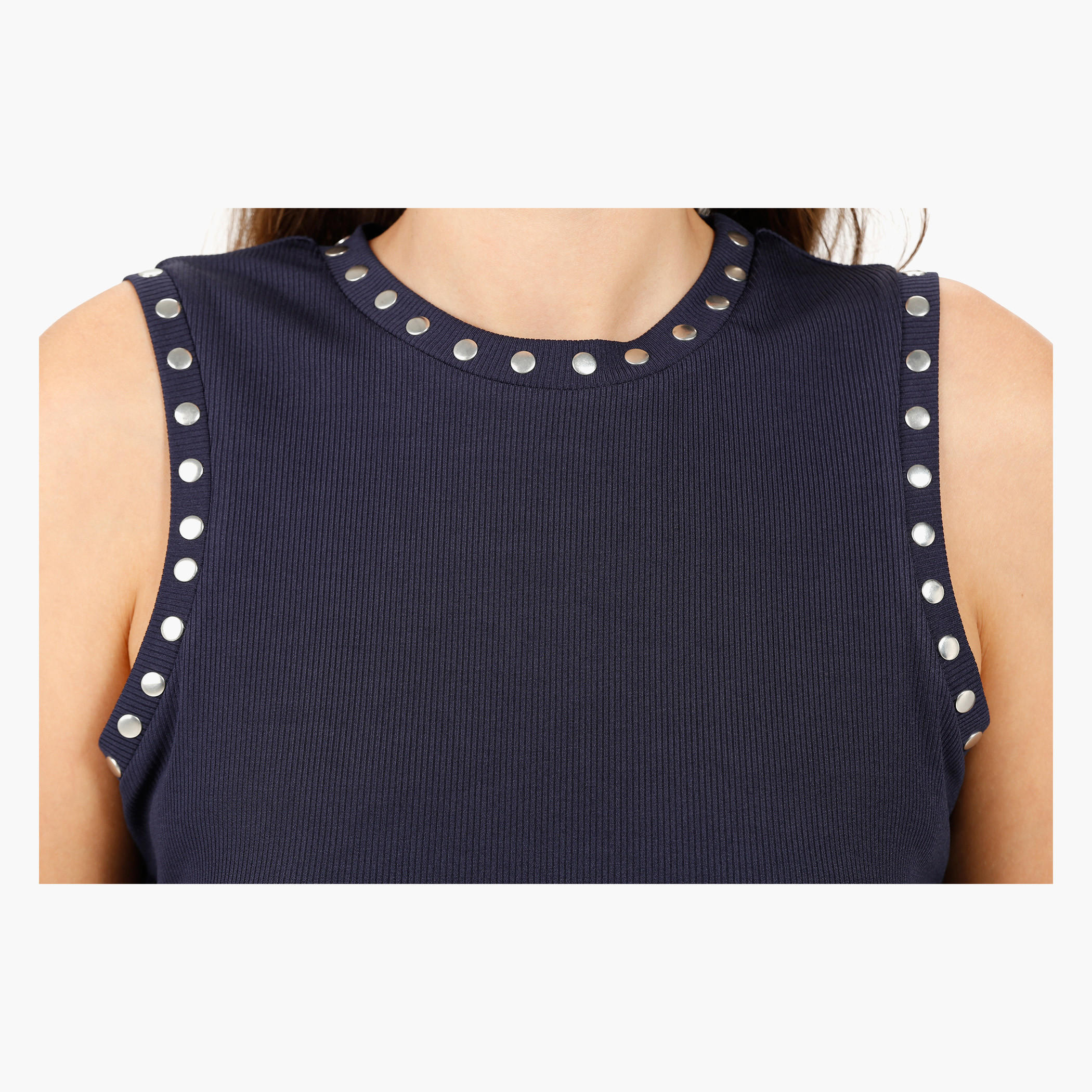 Sleeveless Crop Top With Riveting in Regular Fit-women-clothing-tshirts-image-4