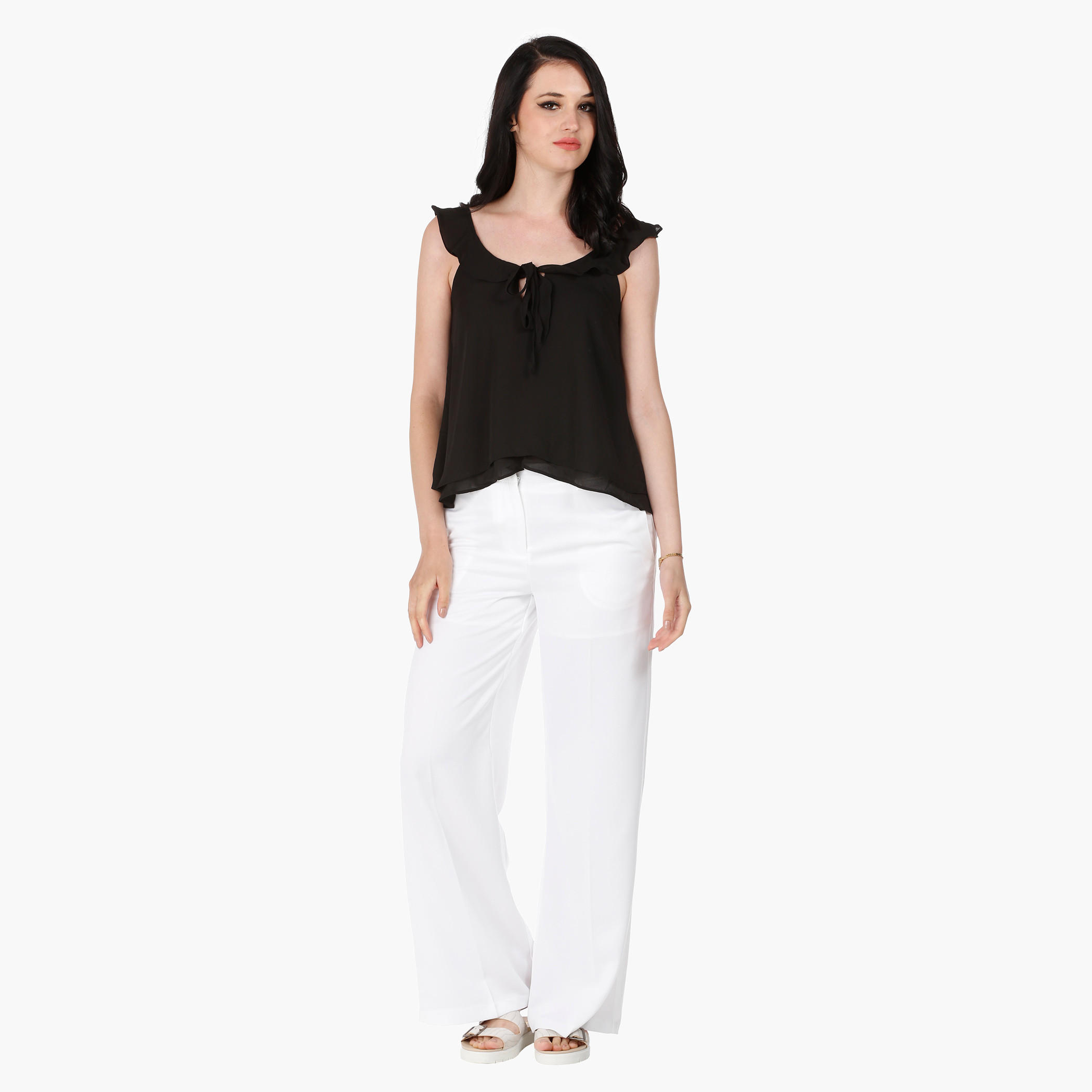 Top with Ruffle and Tie Up Detail in Regular Fit-women-clothing-shirtsandblouses-blouses-image-5