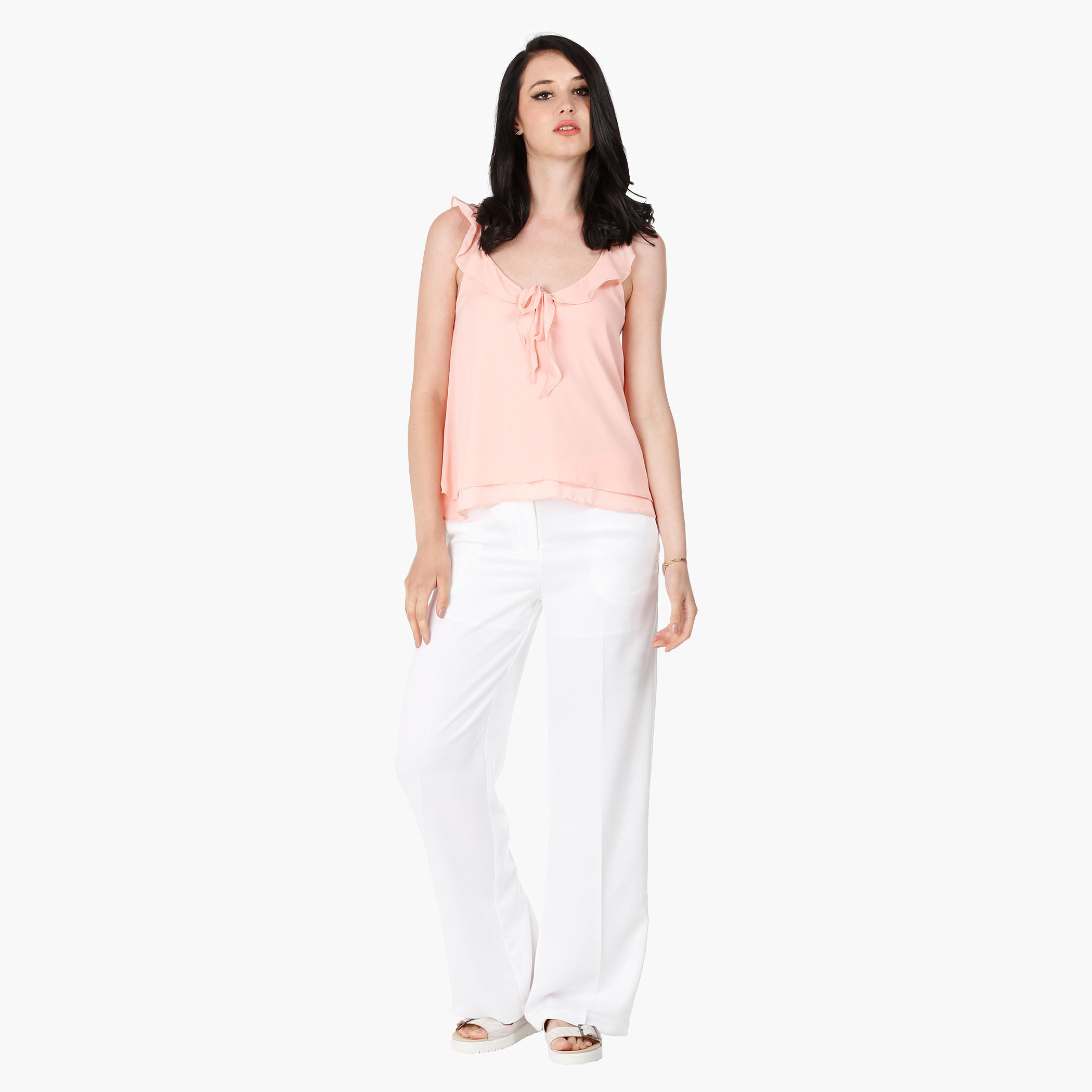 Top with Ruffle and Tie Up Detail in Regular Fit-women-clothing-shirtsandblouses-blouses-image-10